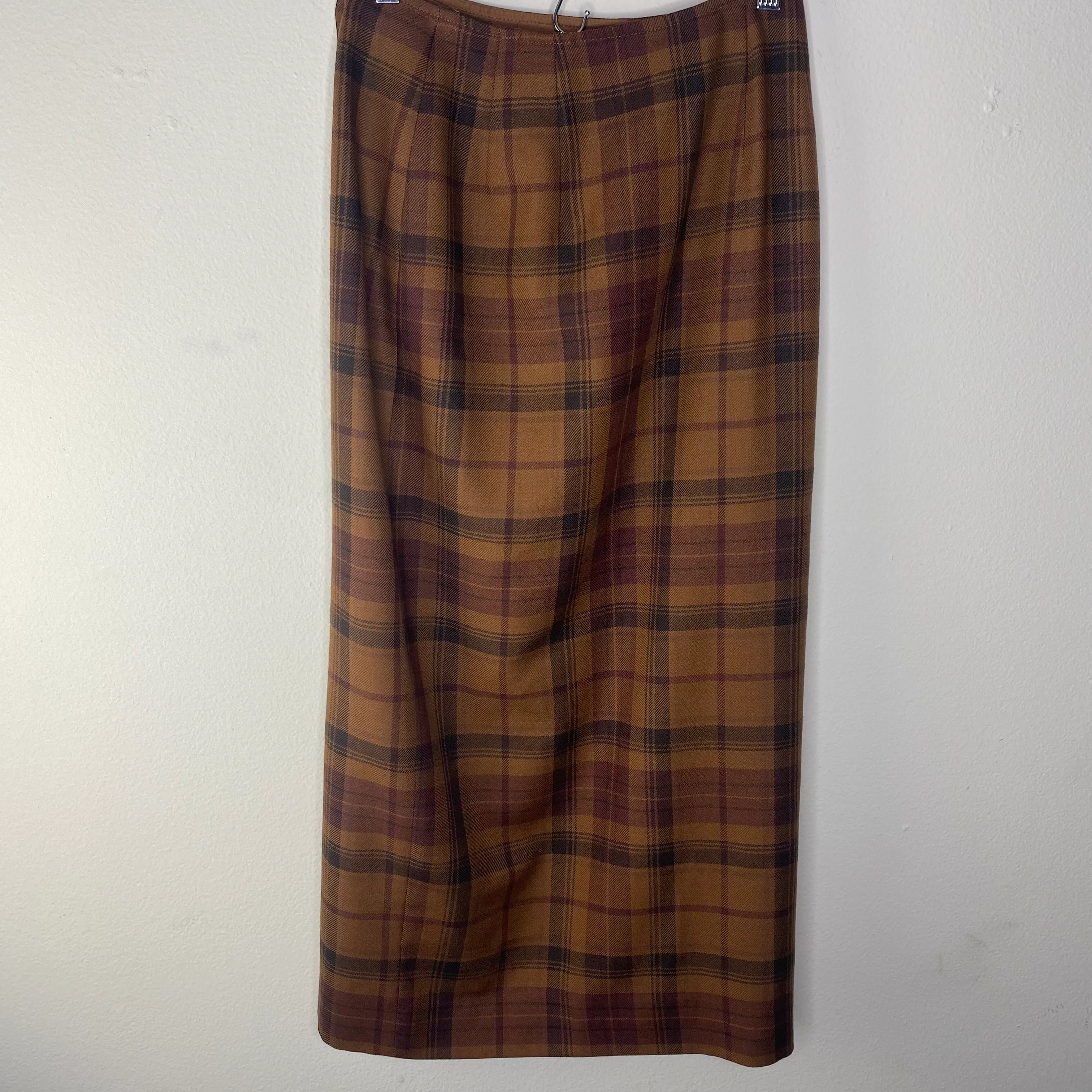 80s Brown Plaid Wrap Skirt By Banana Republic - Image 5