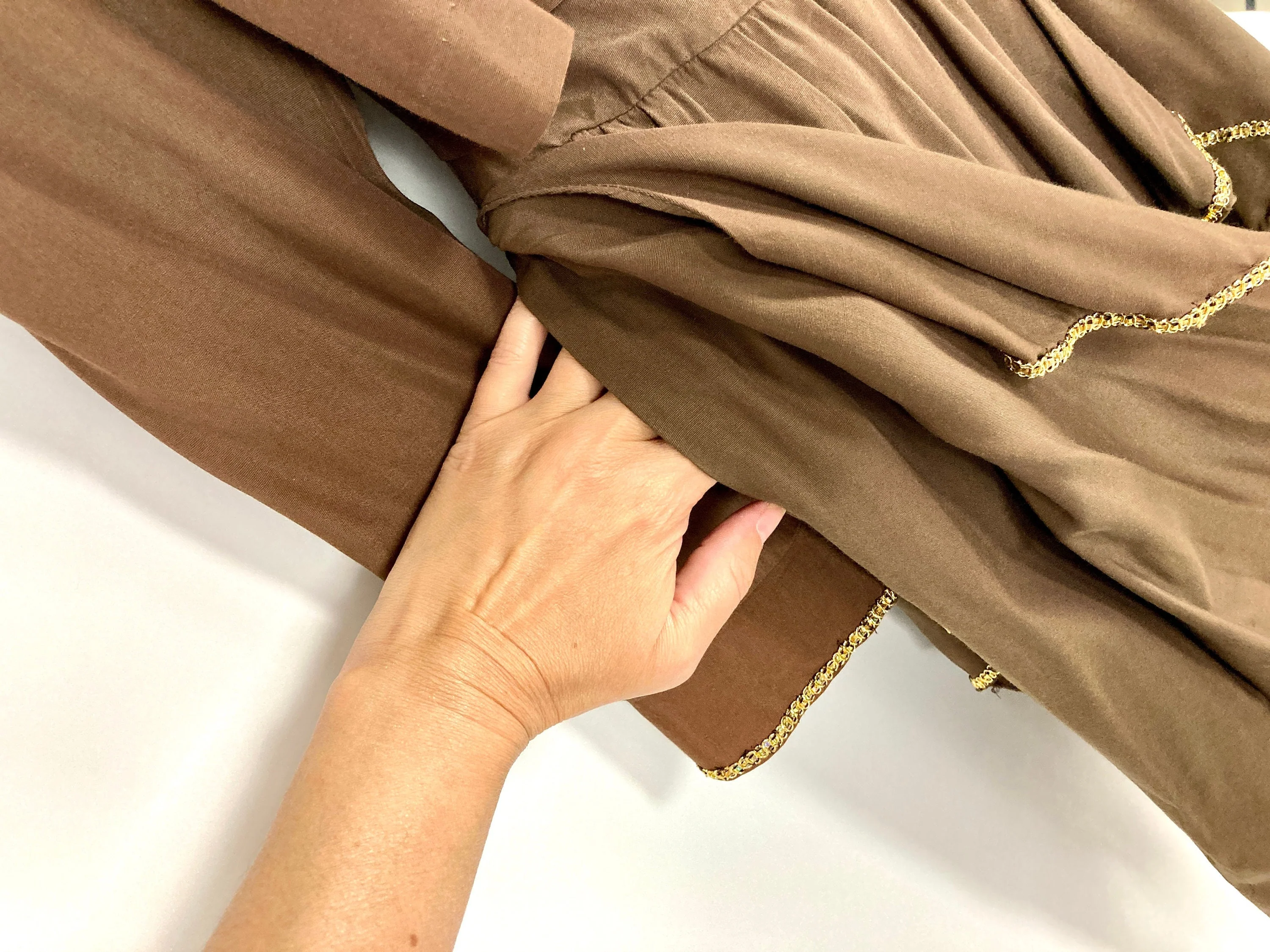 80s Brown Pleated Harem Trouser Gold Coin Two Piece Set Cropped Bolero Pantsuit Grecian Goddess Jumpsuit Genie Party Dress Vintage Jumpsuit by Alyn Paige - Image 6