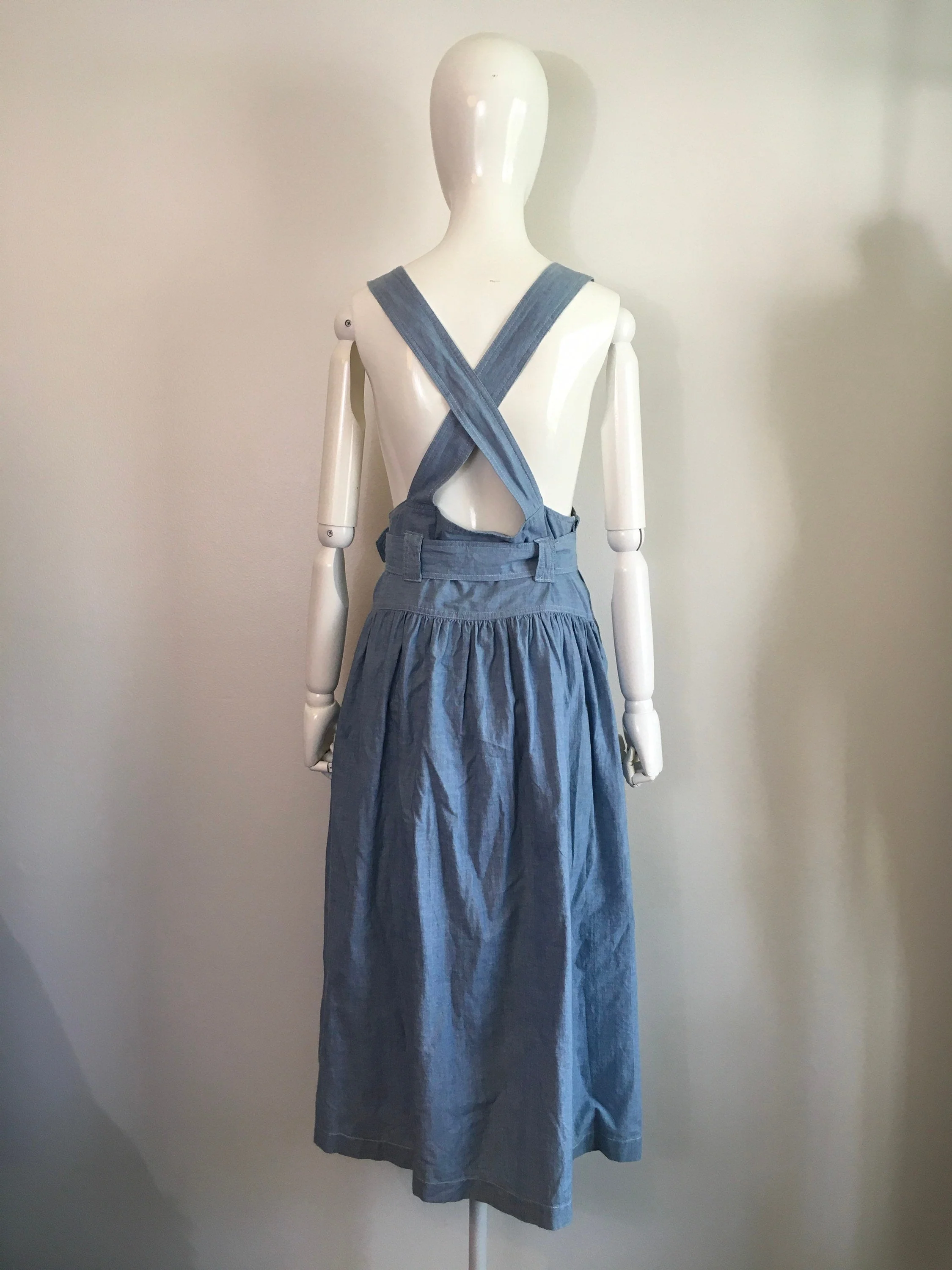 80's Chambray Pinafore Suspender Skirt by Gitano Express - Image 2