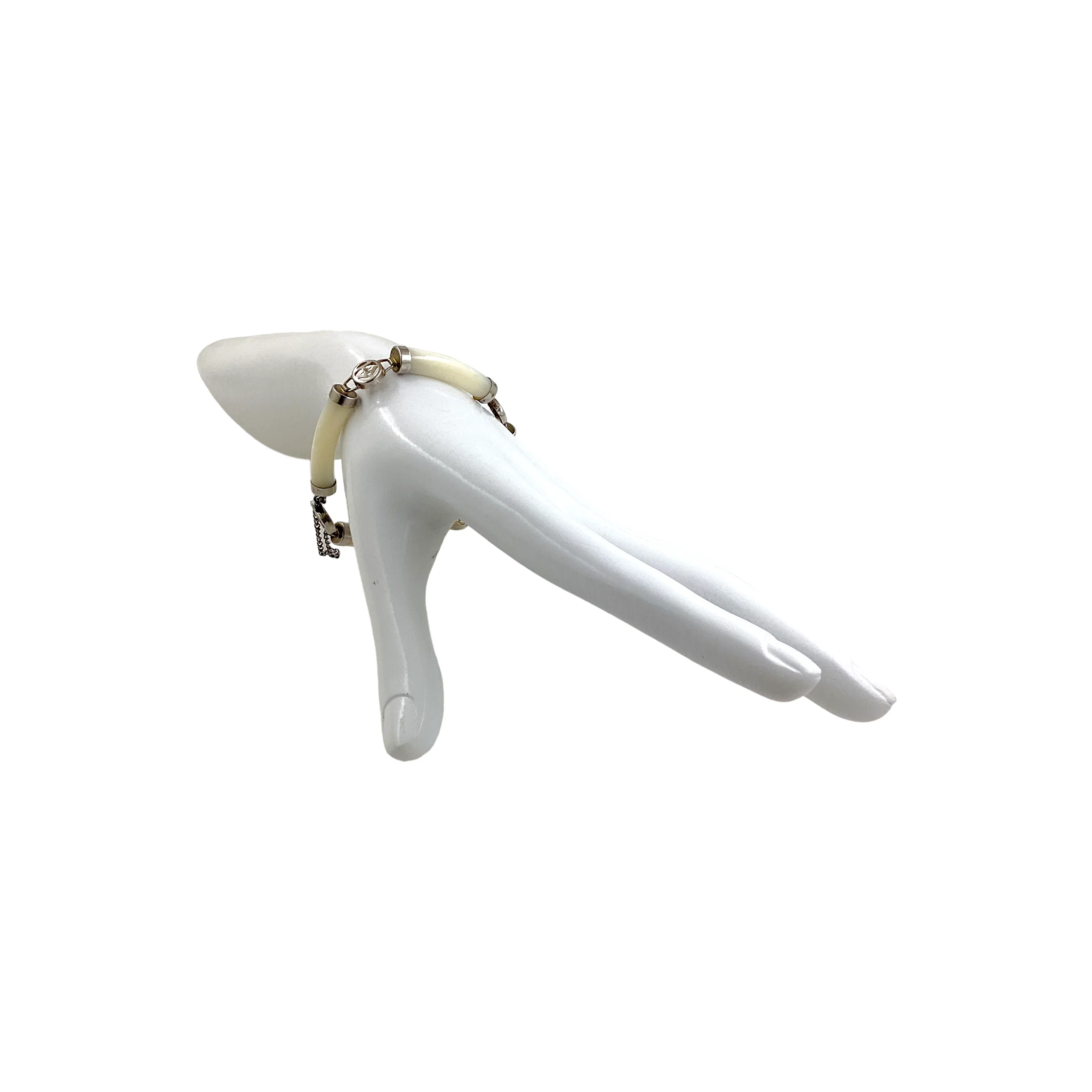80s Chinese Lucky Tube Link Bracelet With Safety Chain - Image 11