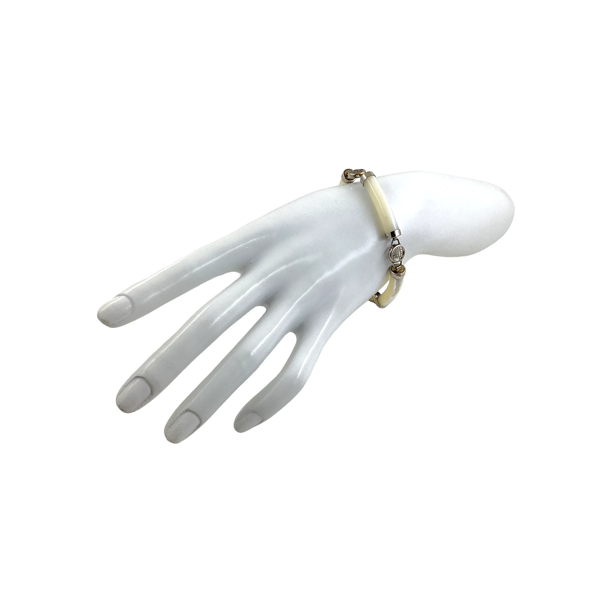 80s Chinese Lucky Tube Link Bracelet With Safety Chain - Image 2
