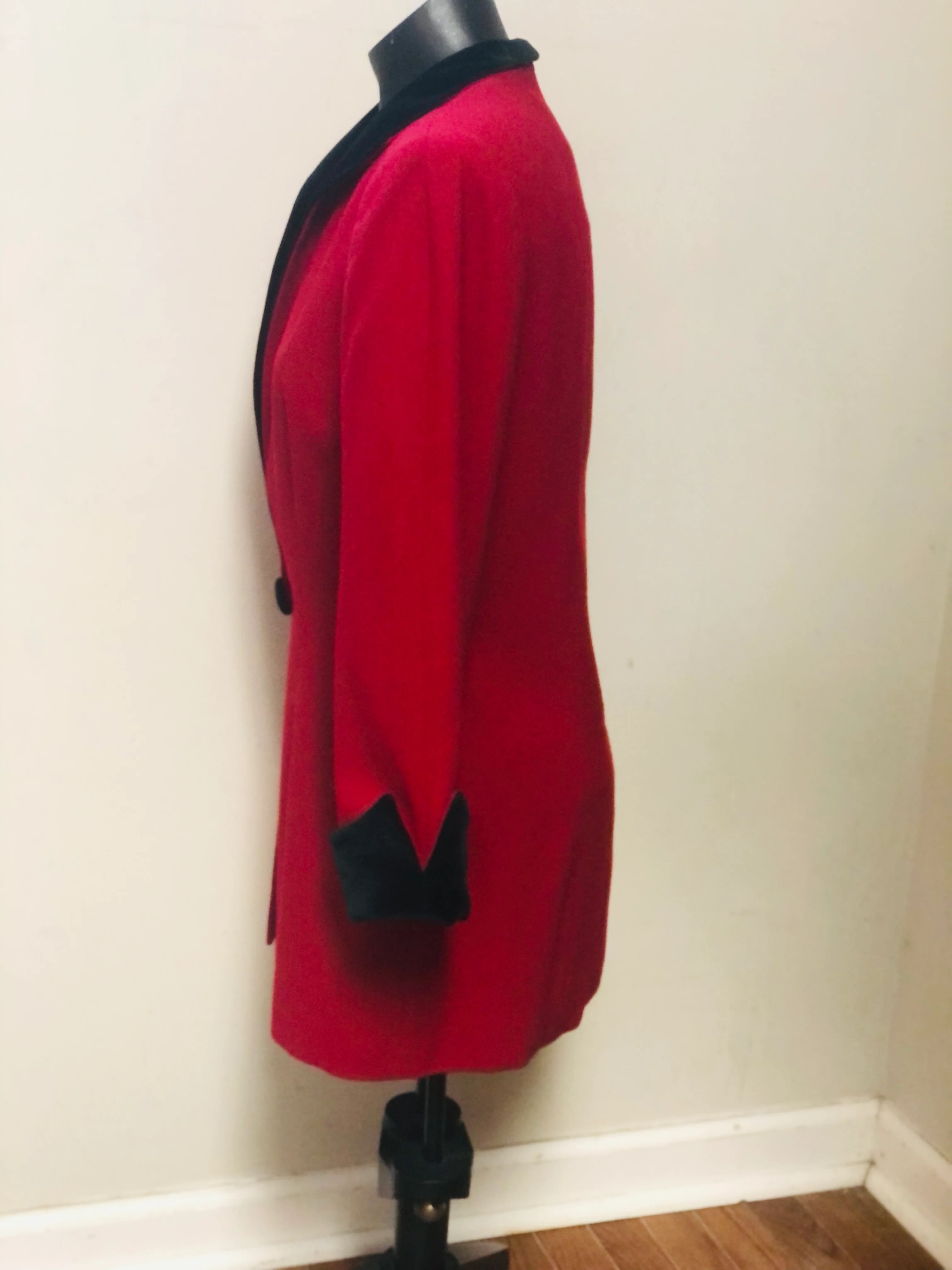80s Christian Dior Red Crepe Wool And Velvet Jacket By Christian Dior - Image 4