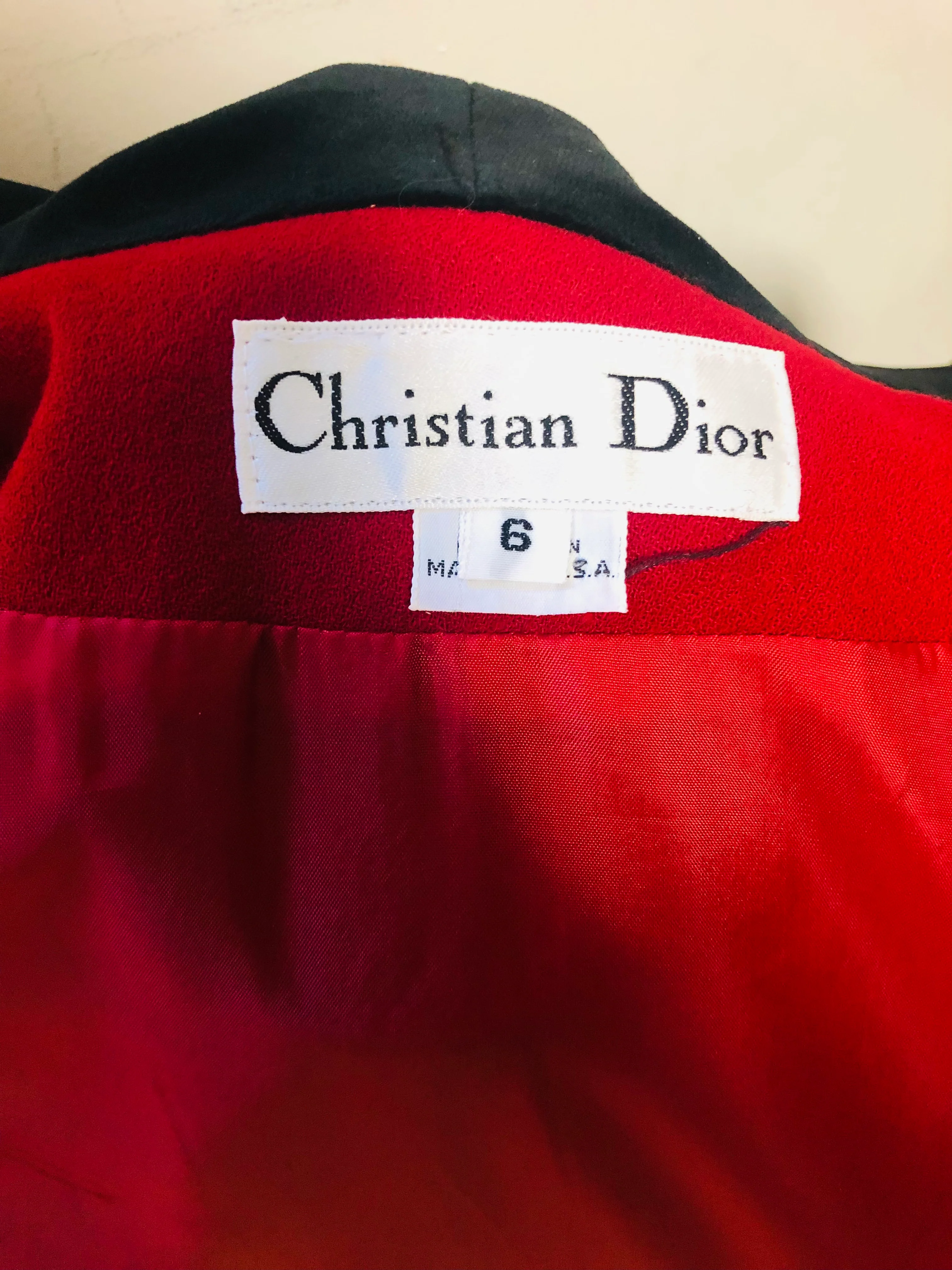 80s Christian Dior Red Crepe Wool And Velvet Jacket By Christian Dior - Image 8