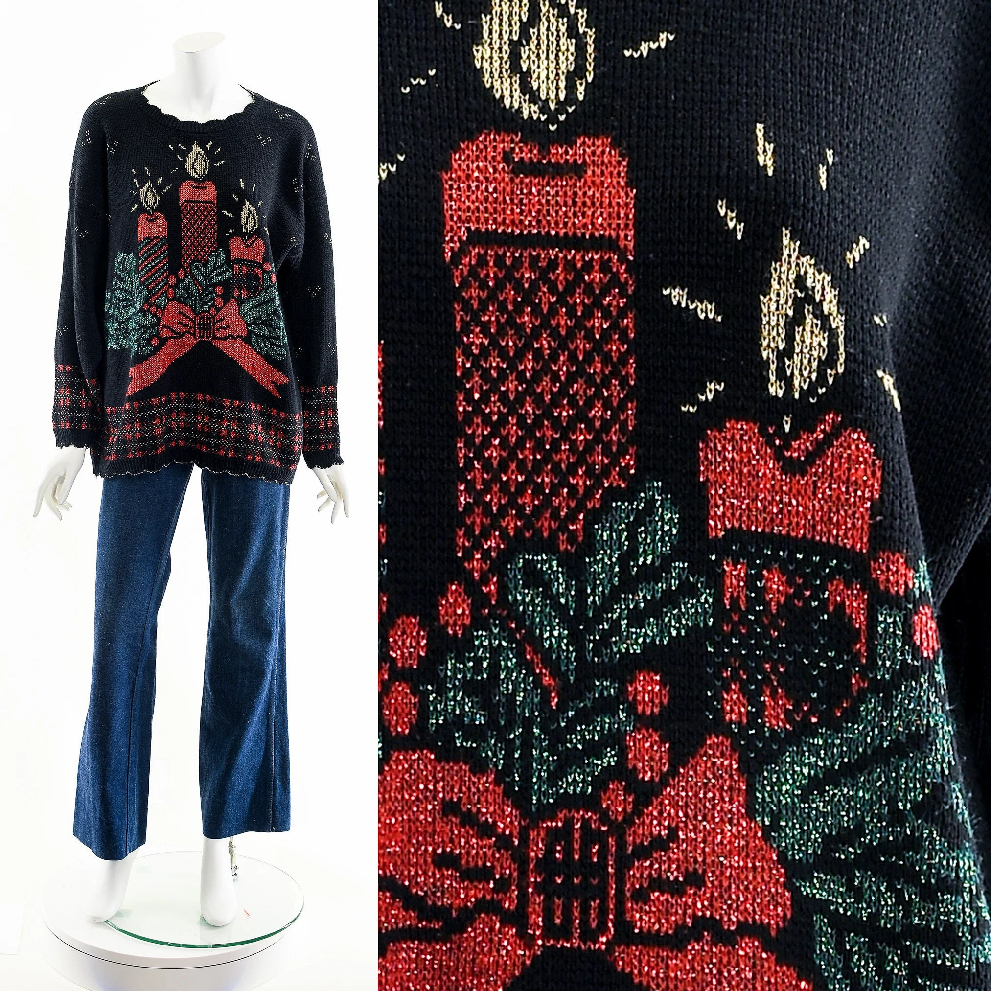 80s Christmas Candle Lurex Sweater by Holiday time - Image 5