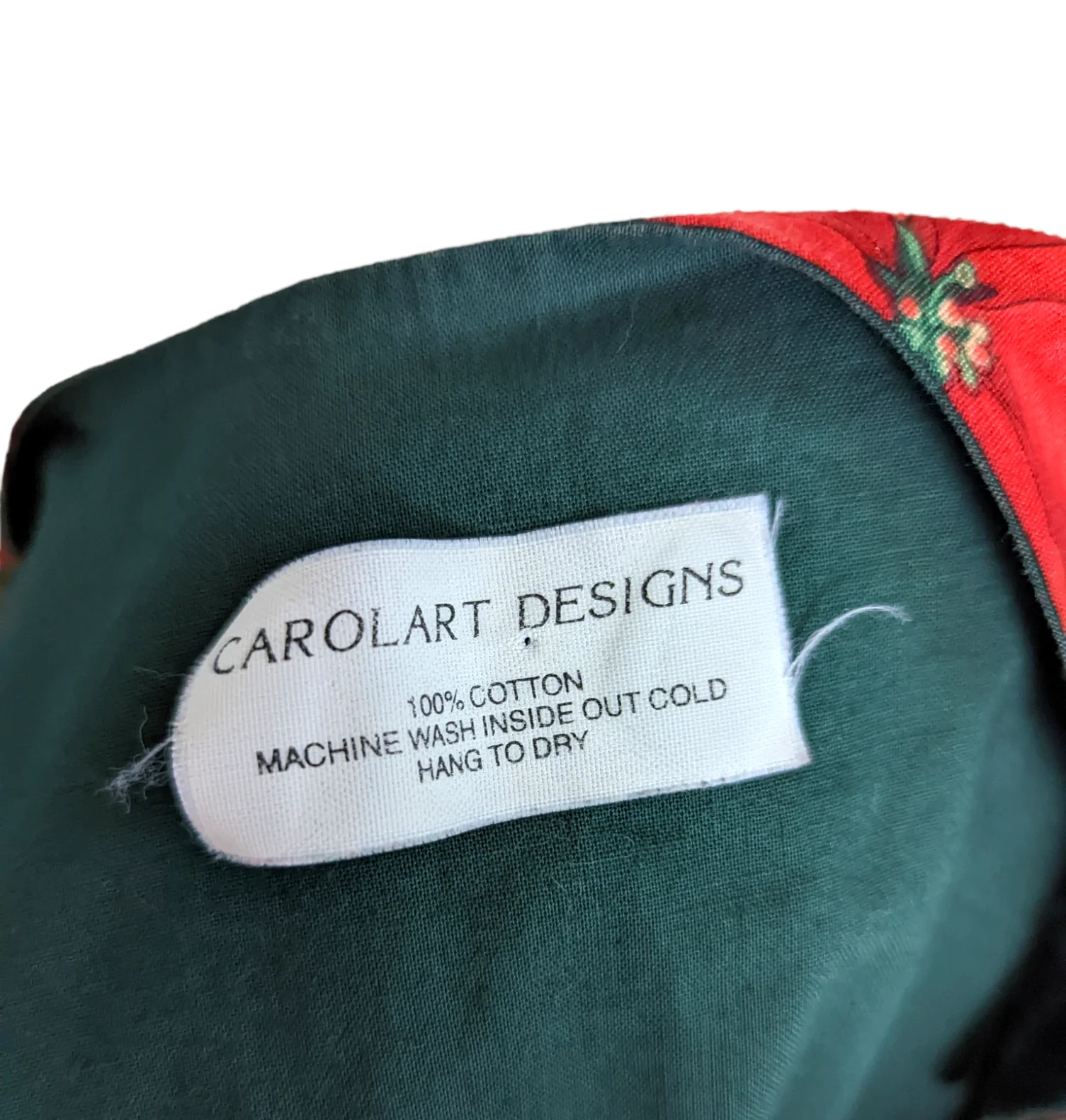 80s Christmas Pleated Dress with Hand Painted Ceramic Buttons Poinsettias, Fruit and Seasonal Foliage by Carolart Designs - Image 6