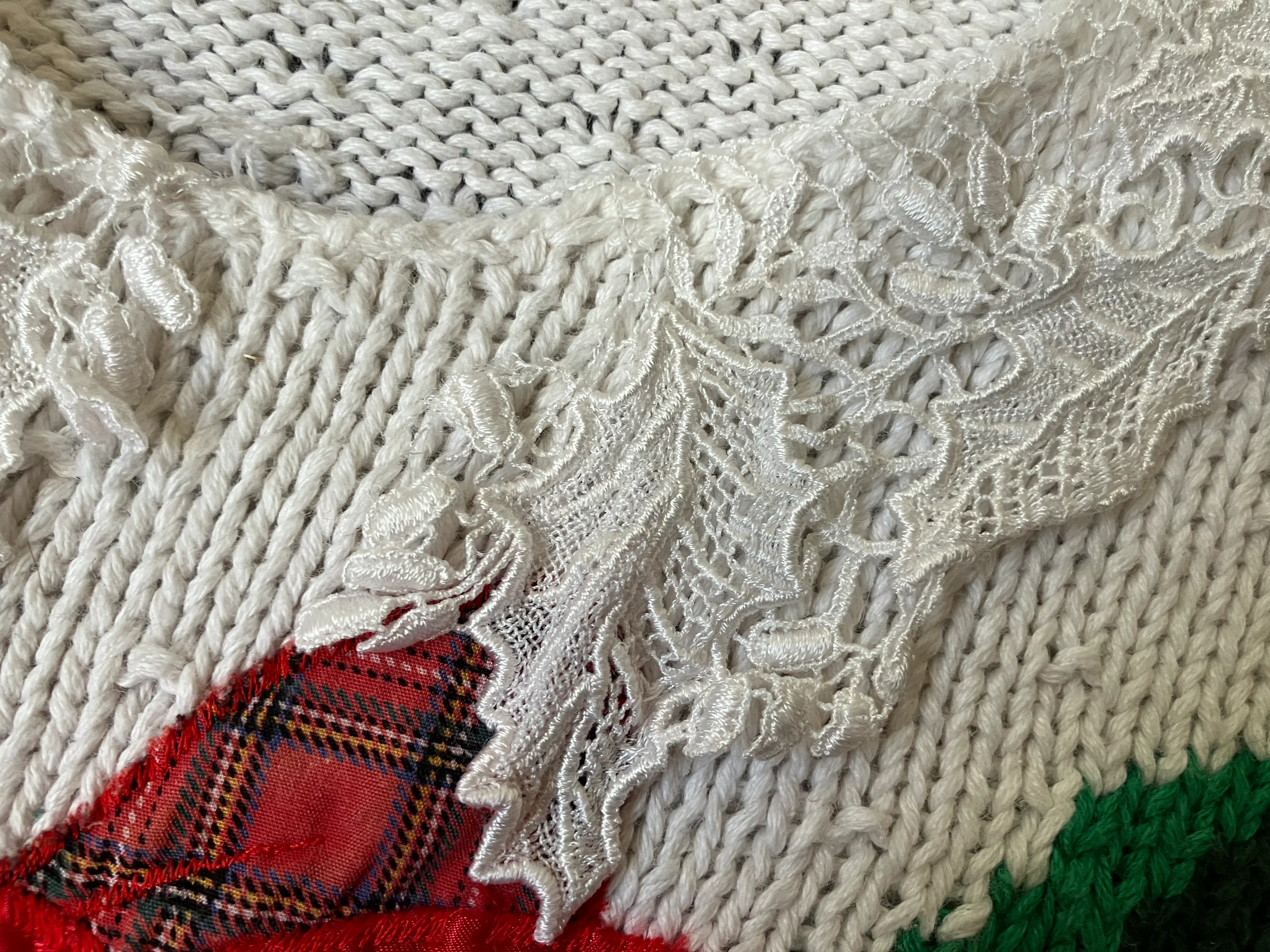 80s Christmas Sweater With Red Bow And Lace Collar By Bechamel - Image 8