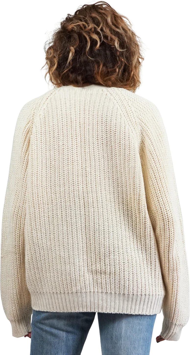 80s Chunky Ribbed V-neck Slouchy Cozy Ivory Sweater - Image 2