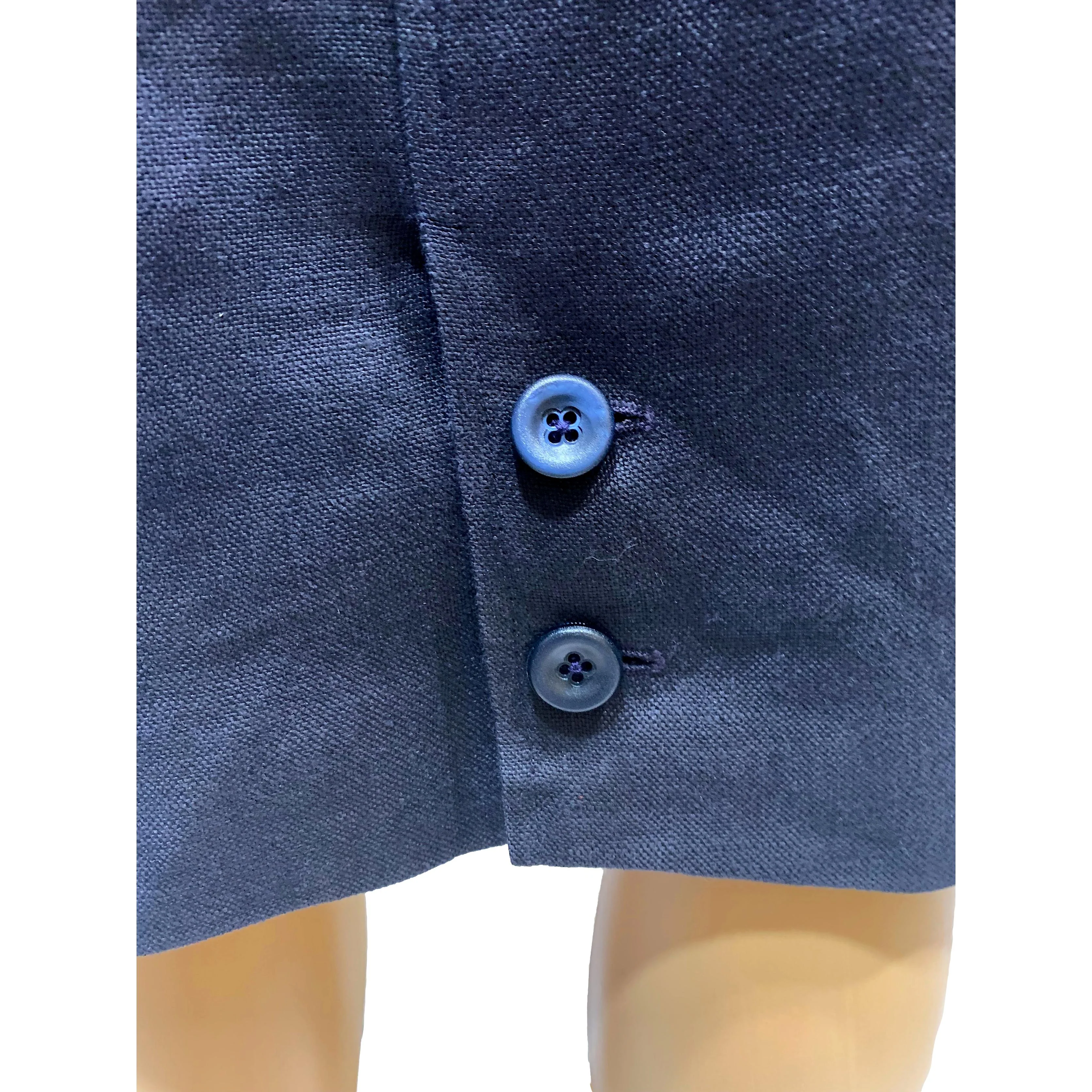 80s Classic Dark Blue Linen Pencil Skirt By Valentino Boutique - Image 8