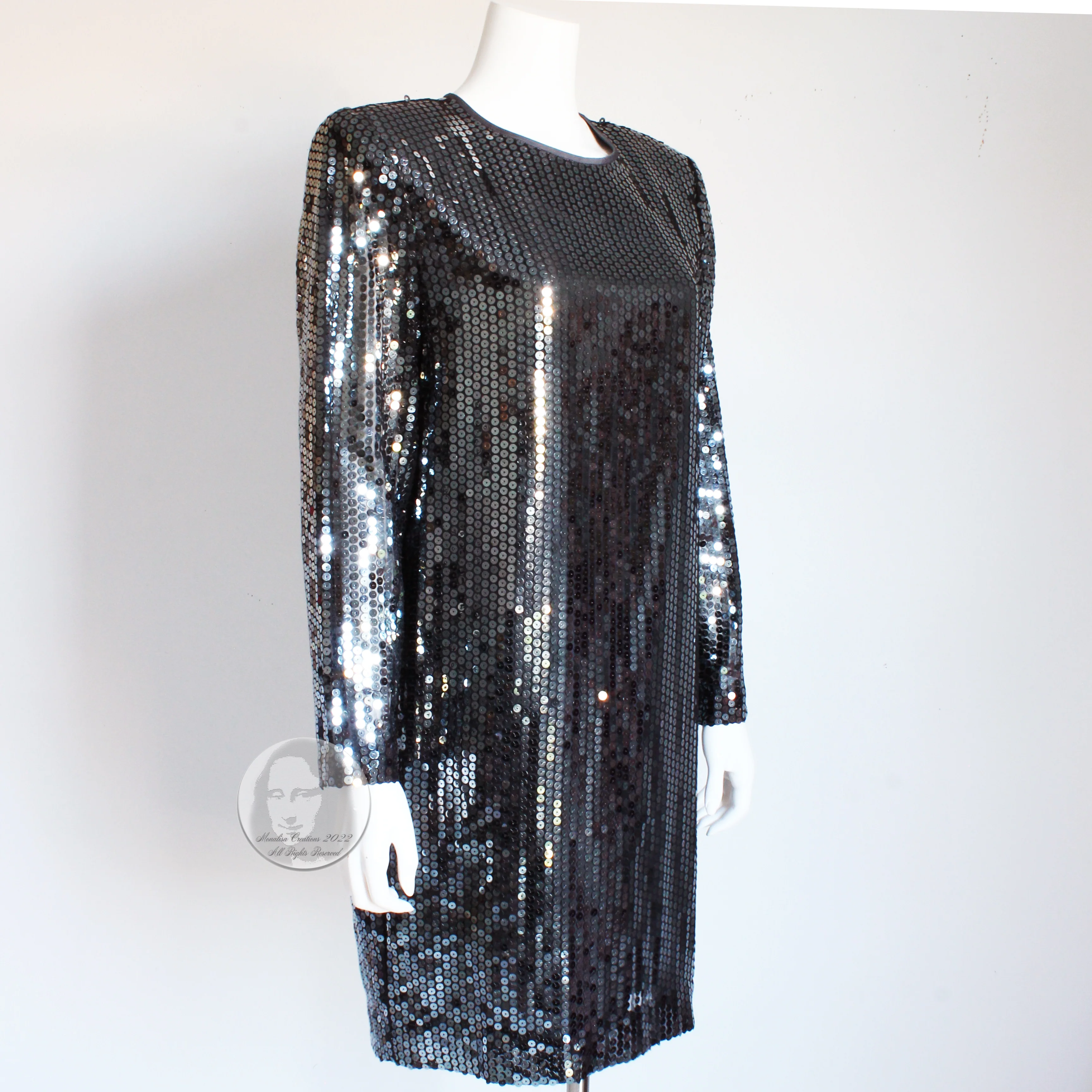 80s Cocktail Dress Sequins Embellished Party Dress By Steven Stolman - Image 3