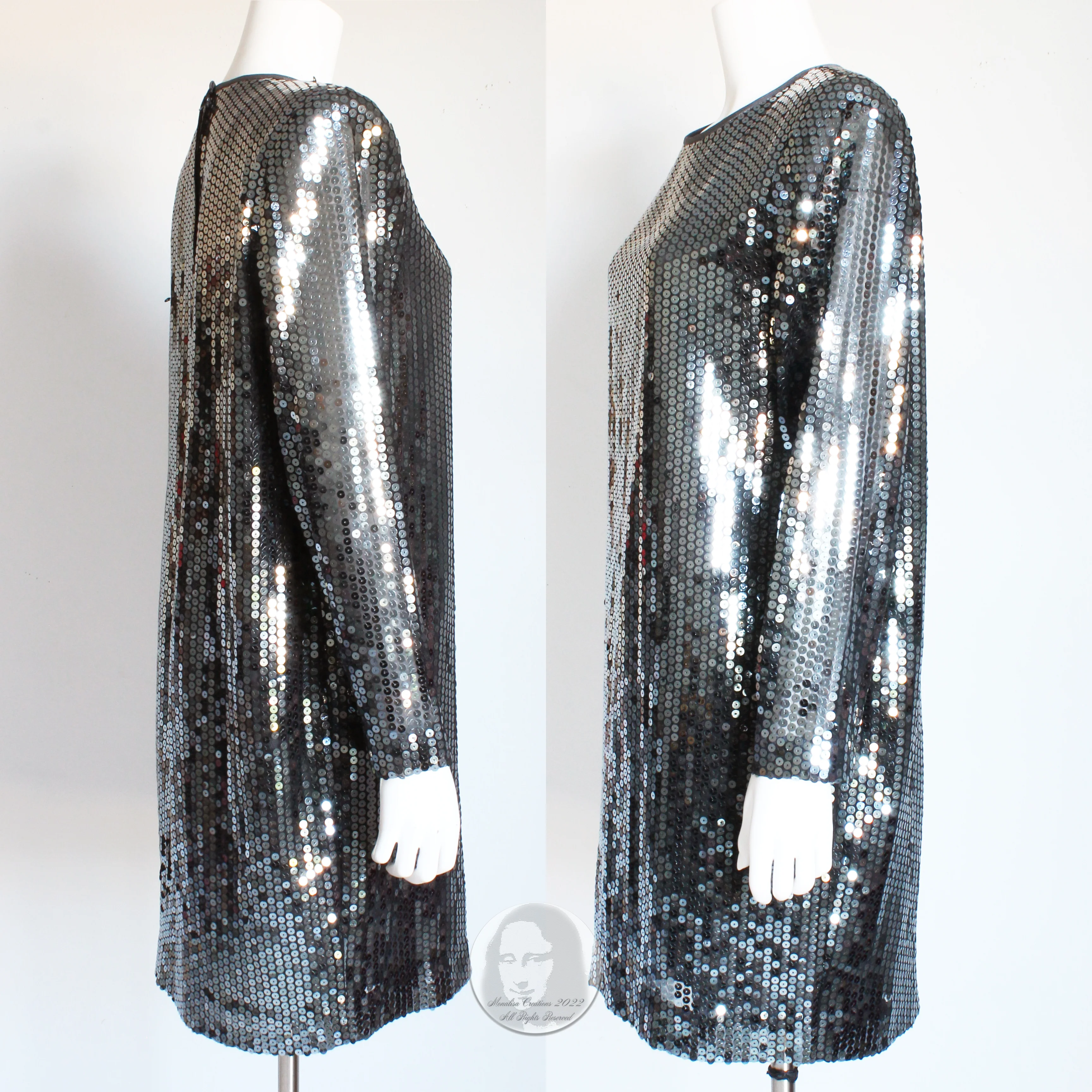 80s Cocktail Dress Sequins Embellished Party Dress By Steven Stolman - Image 4