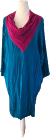80s Colorblock Batwing Sleeve Silk Dress By Argenti