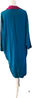 80s Colorblock Batwing Sleeve Silk Dress By Argenti - Image 2