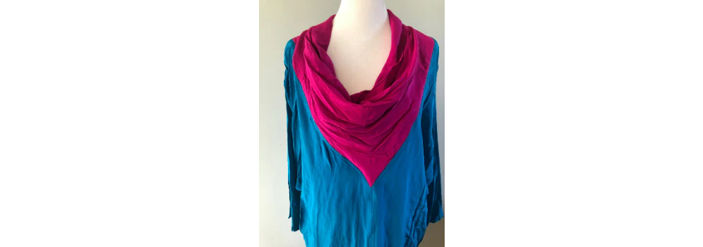 80s Colorblock Batwing Sleeve Silk Dress By Argenti - Image 5