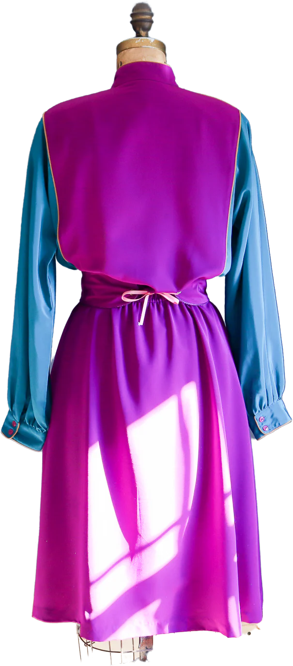 80s Colorblock Long Sleeve Dress By Sasson - Image 2