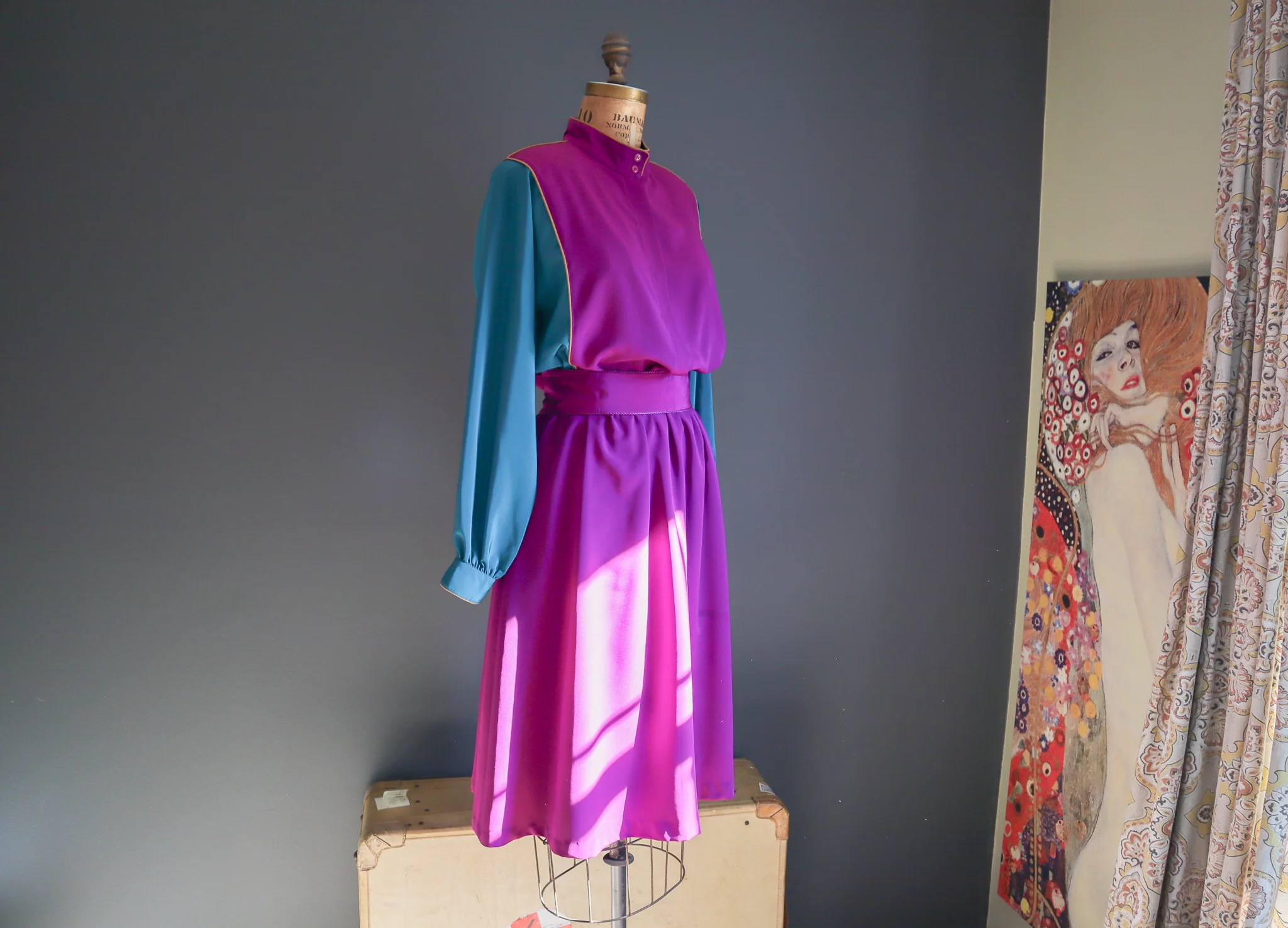 80s Colorblock Long Sleeve Dress By Sasson - Image 5