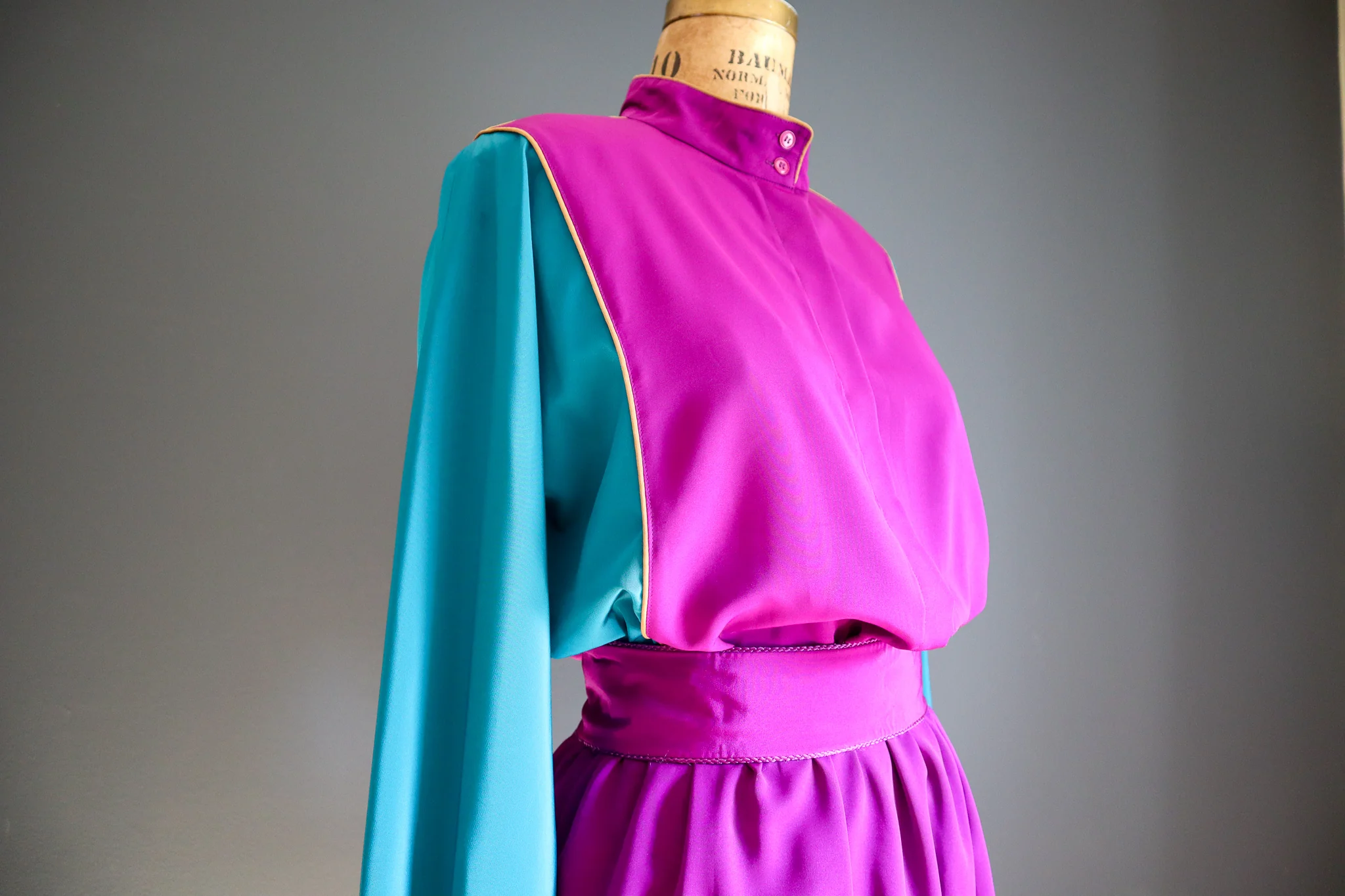 80s Colorblock Long Sleeve Dress By Sasson - Image 7