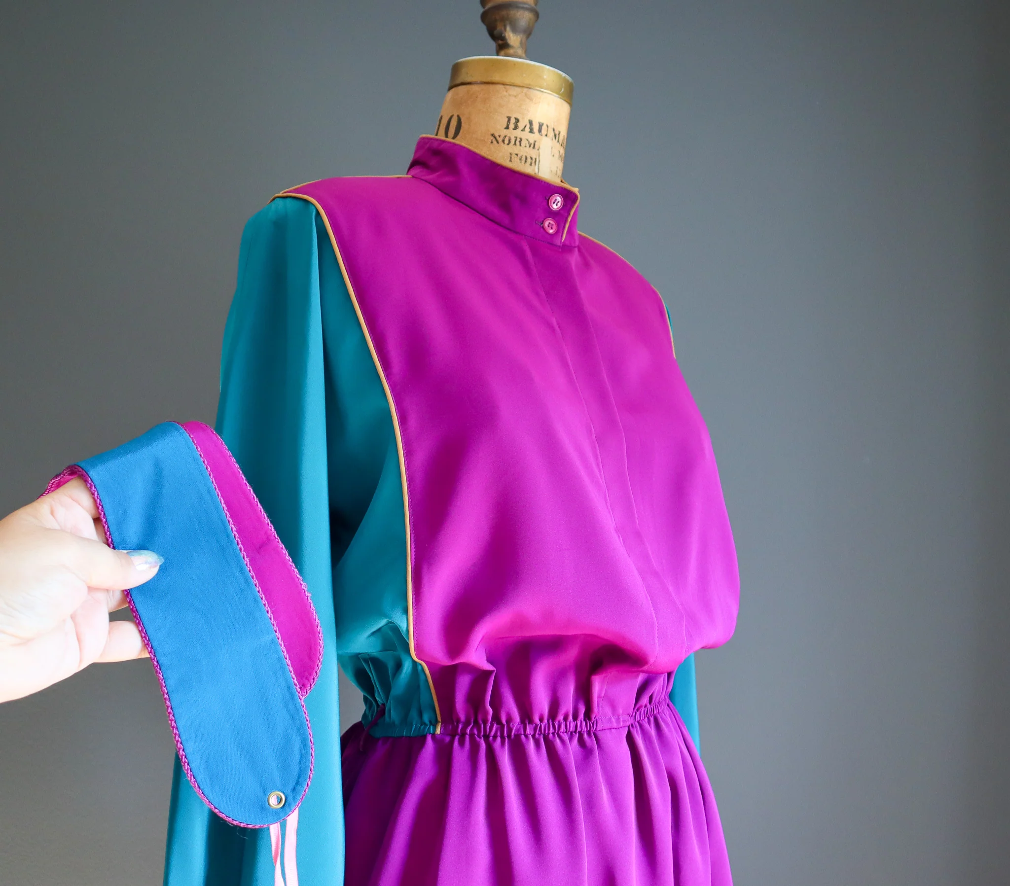 80s Colorblock Long Sleeve Dress By Sasson - Image 8