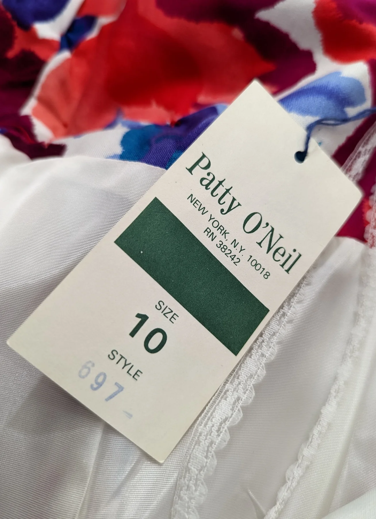 80s Colorful Floral Print Strapless Dress By Patty O'neill - Image 9