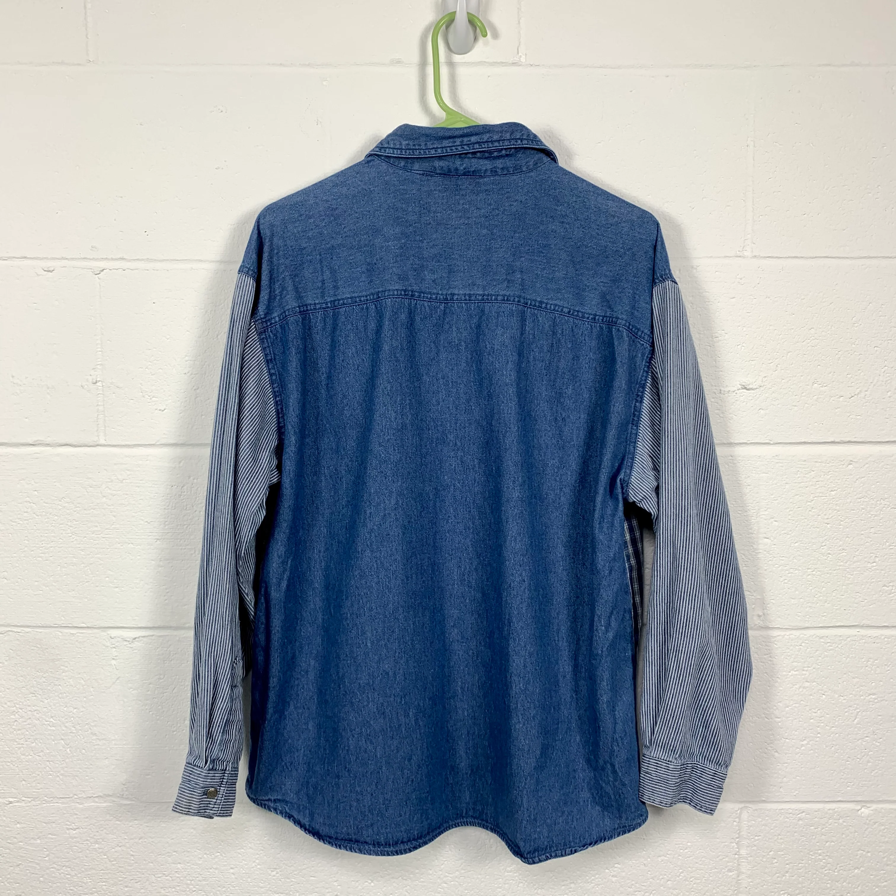 80s Conductor Stripe Plaid Denim Oversized Chore Shirt By Gitano - Image 5