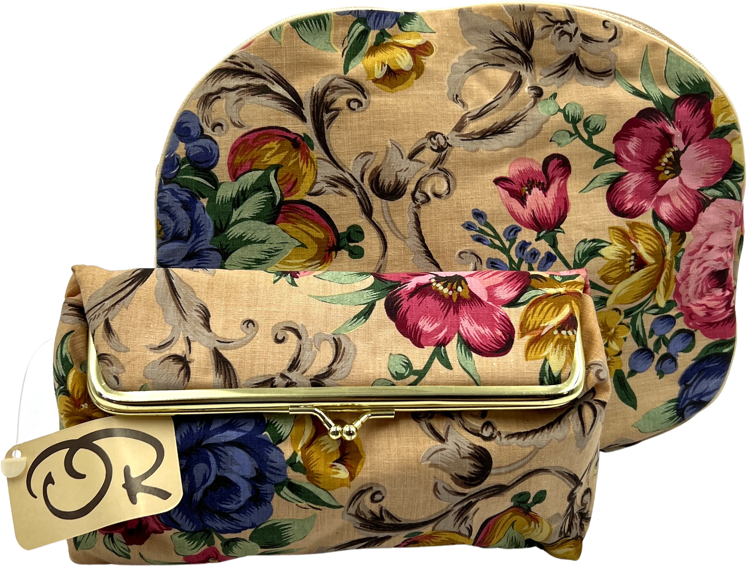 80s Cosmetic Bag Travel Set Floral Grandmilennial By Oscar de la Renta