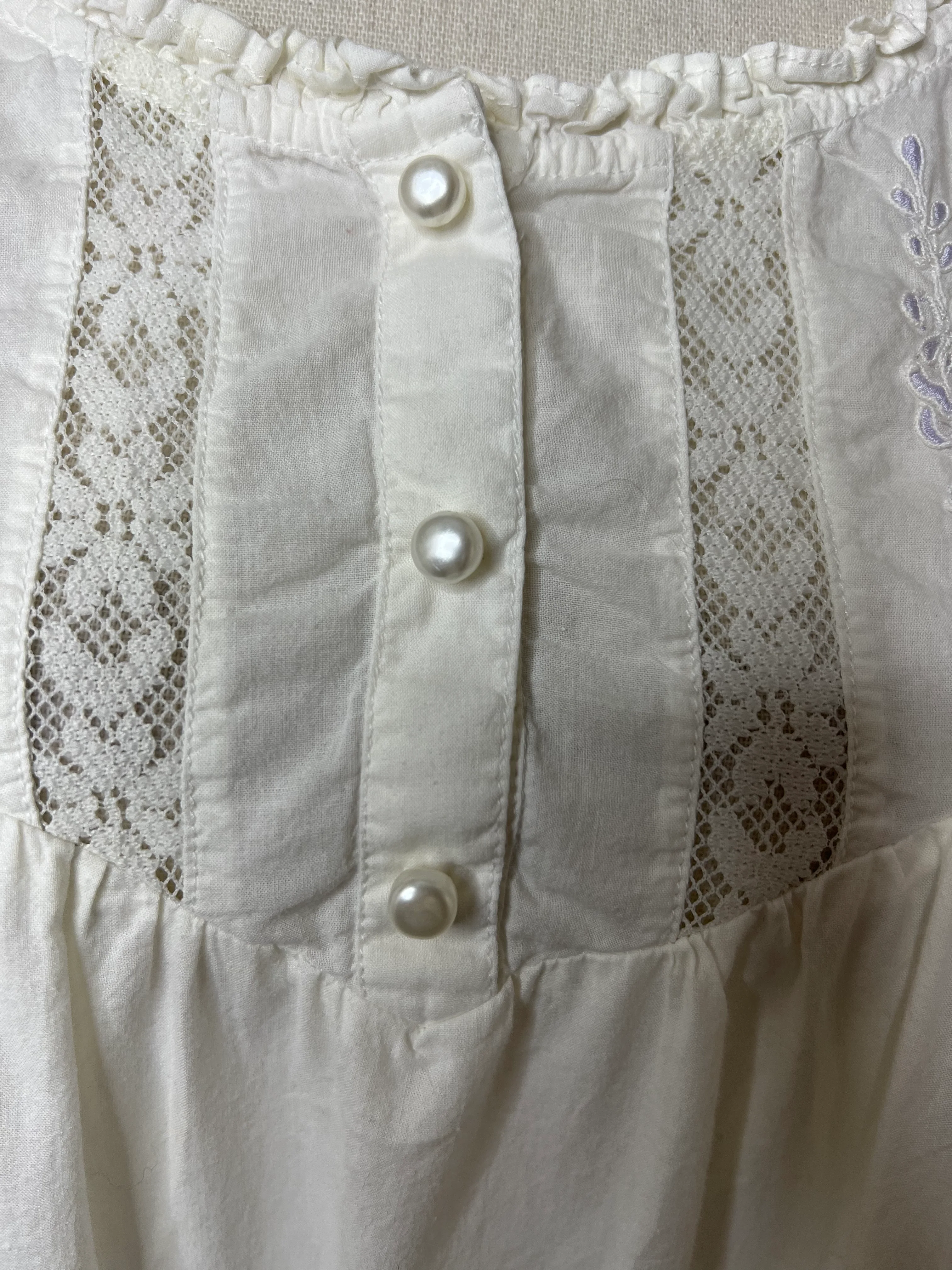 80s Cotton Embroidered Lace Cotton Nightgown by Partners Mervyns - Image 5
