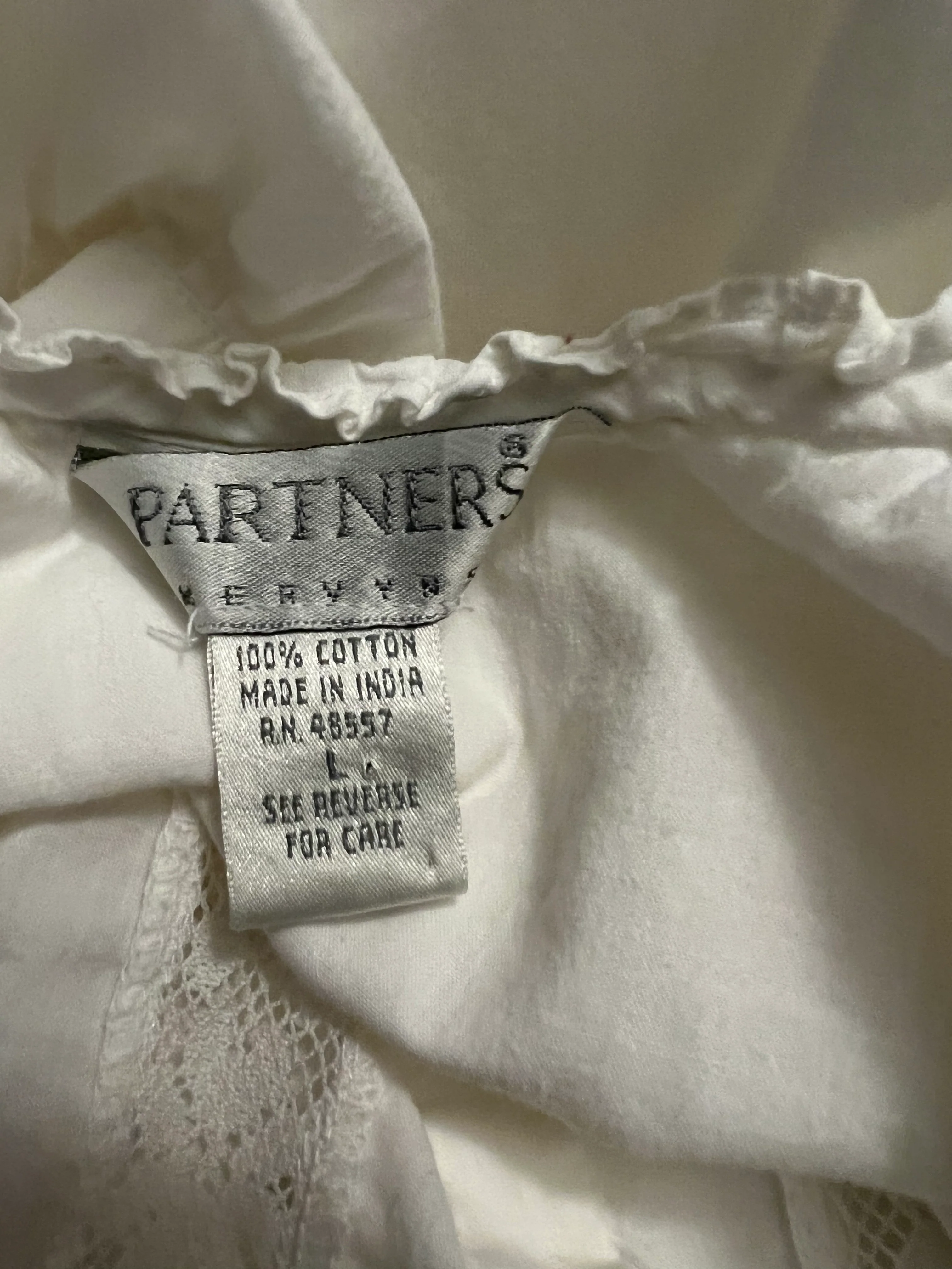 80s Cotton Embroidered Lace Cotton Nightgown by Partners Mervyns - Image 7