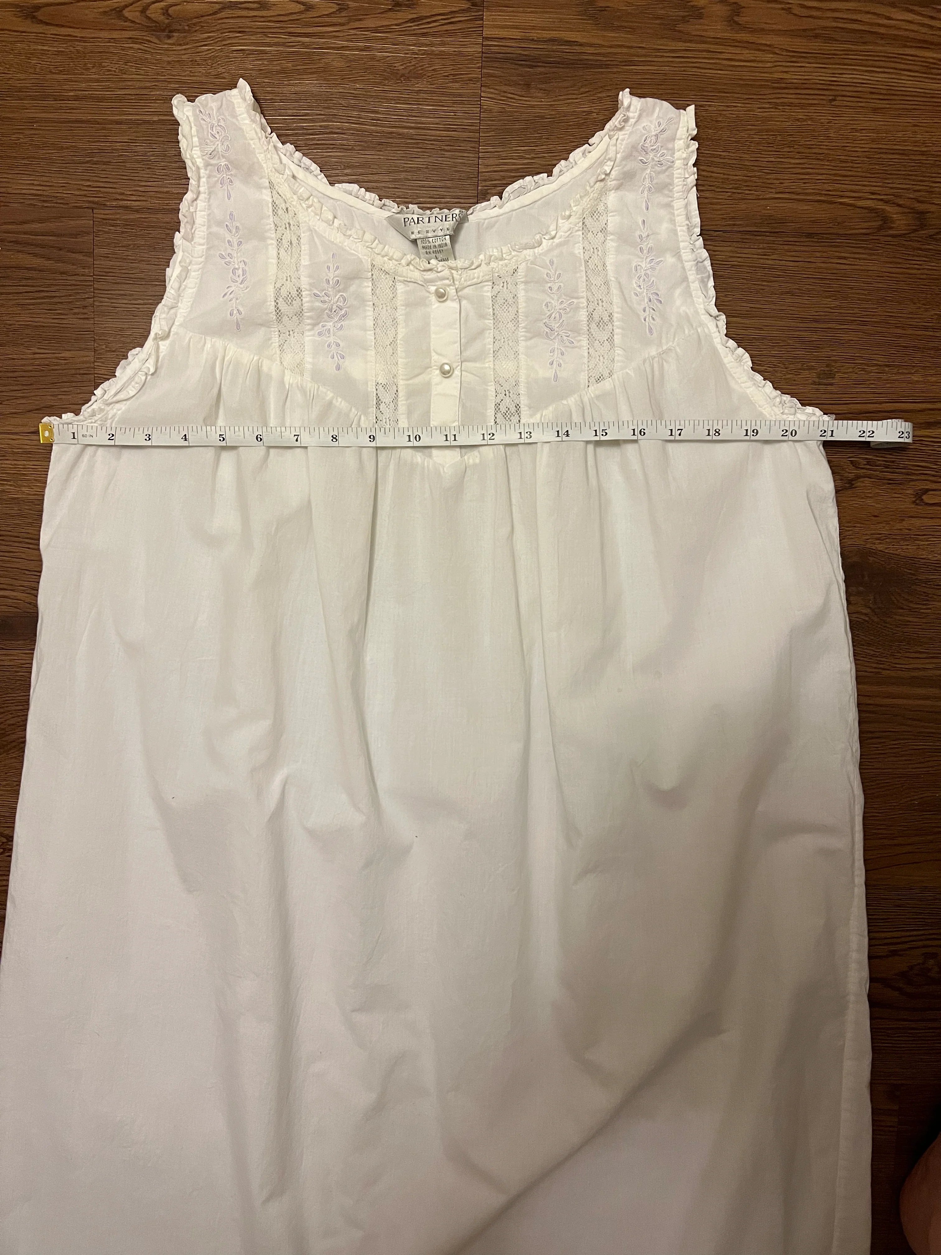 80s Cotton Embroidered Lace Cotton Nightgown by Partners Mervyns - Image 9