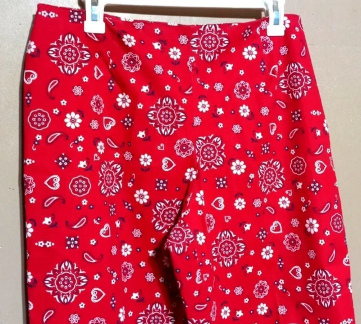 80s Cotton Spandex Art Deco Cropped Pants - Image 4
