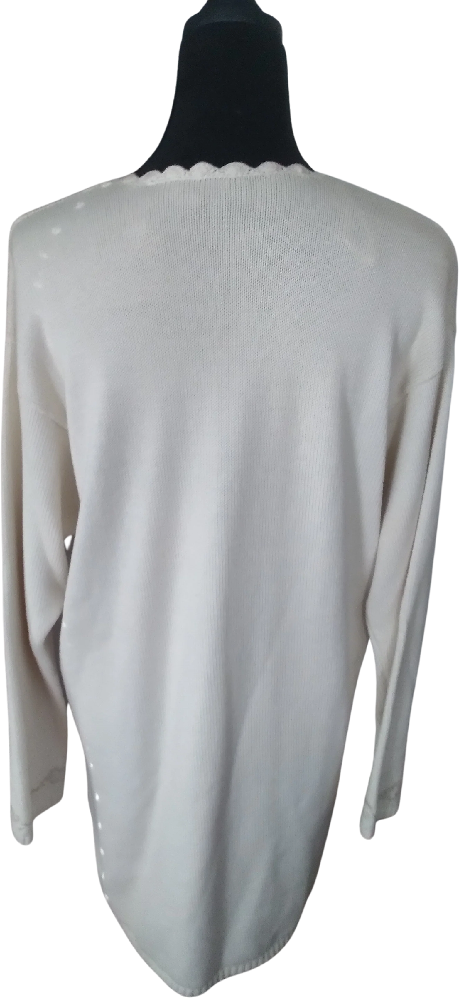 80s Cream And Gold Embroidered Sweater By Liz Claiborne - Image 2