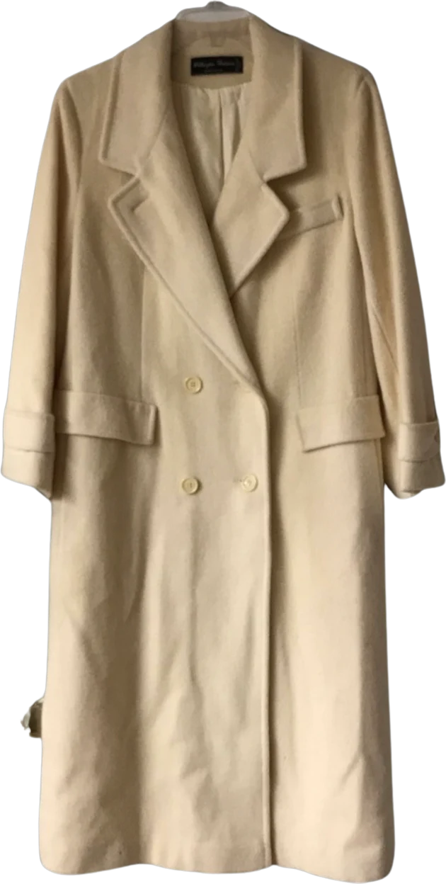 80s Cream Long Dress Coat By Wellington Fashions