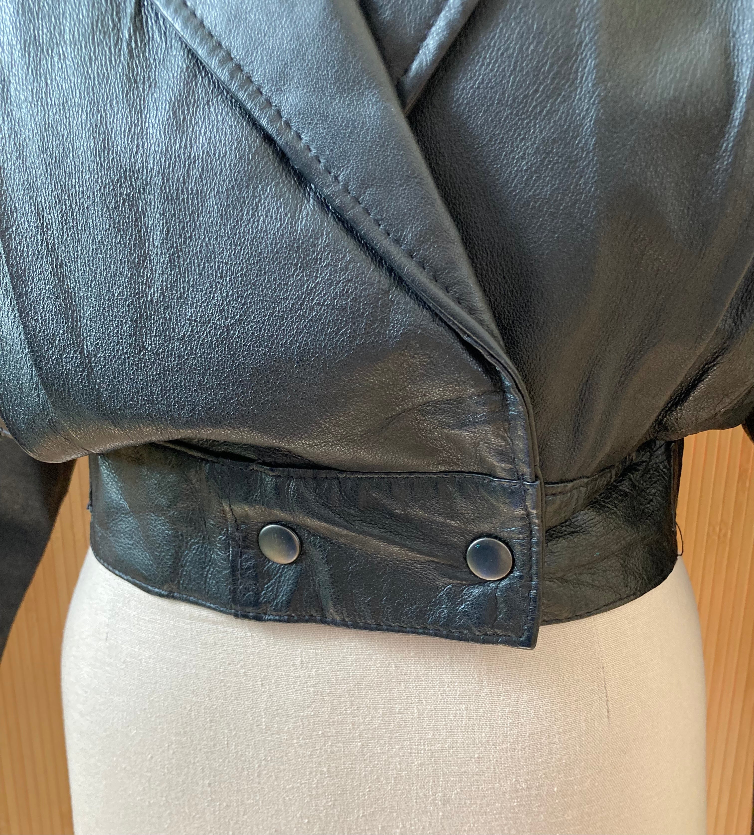 80s Cropped Leather Batwing Jacket By Jay Jacobs - Image 5