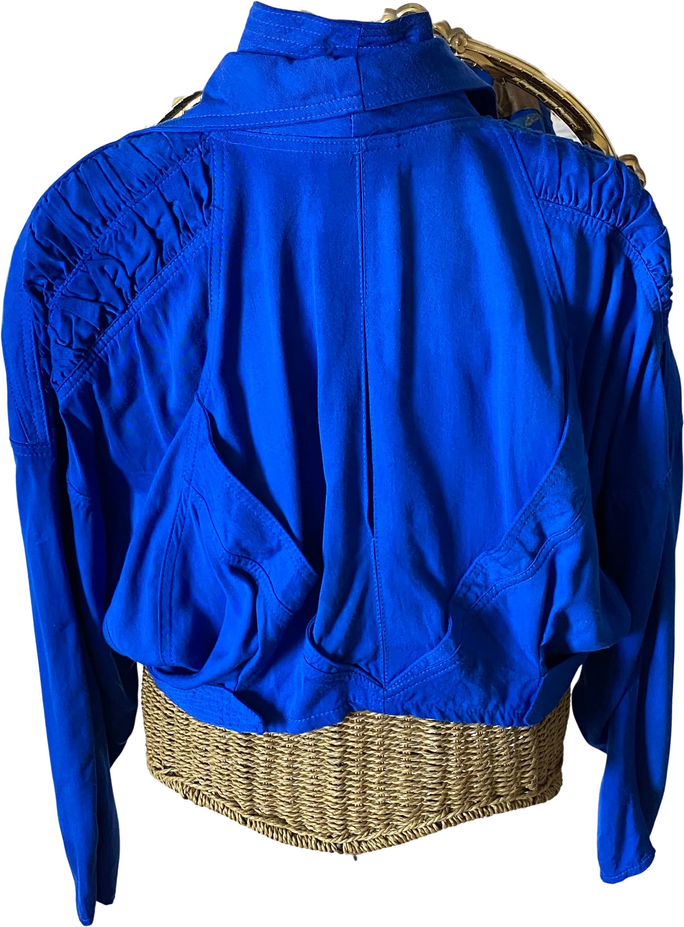 80s Cropped Royal Blue Batwing Embellished Jacket By I I F - Image 2