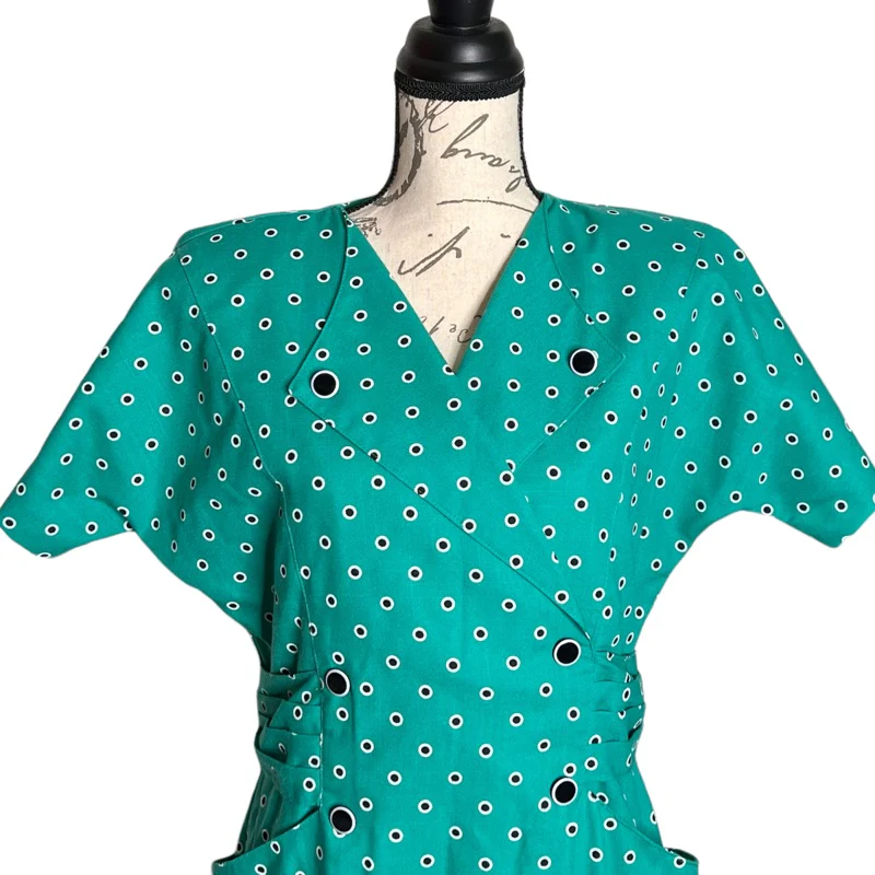 80s  Seafoam Green Double Breasted Dress by Damon Petites - Image 3