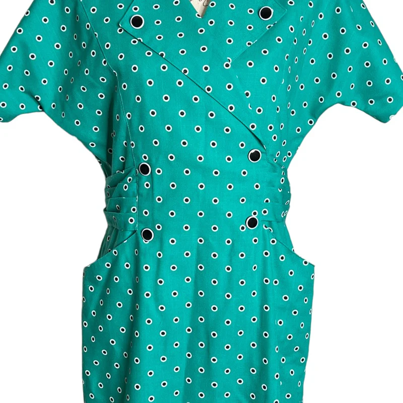 80s  Seafoam Green Double Breasted Dress by Damon Petites - Image 4