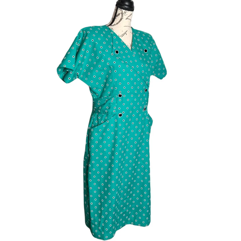 80s  Seafoam Green Double Breasted Dress by Damon Petites - Image 6
