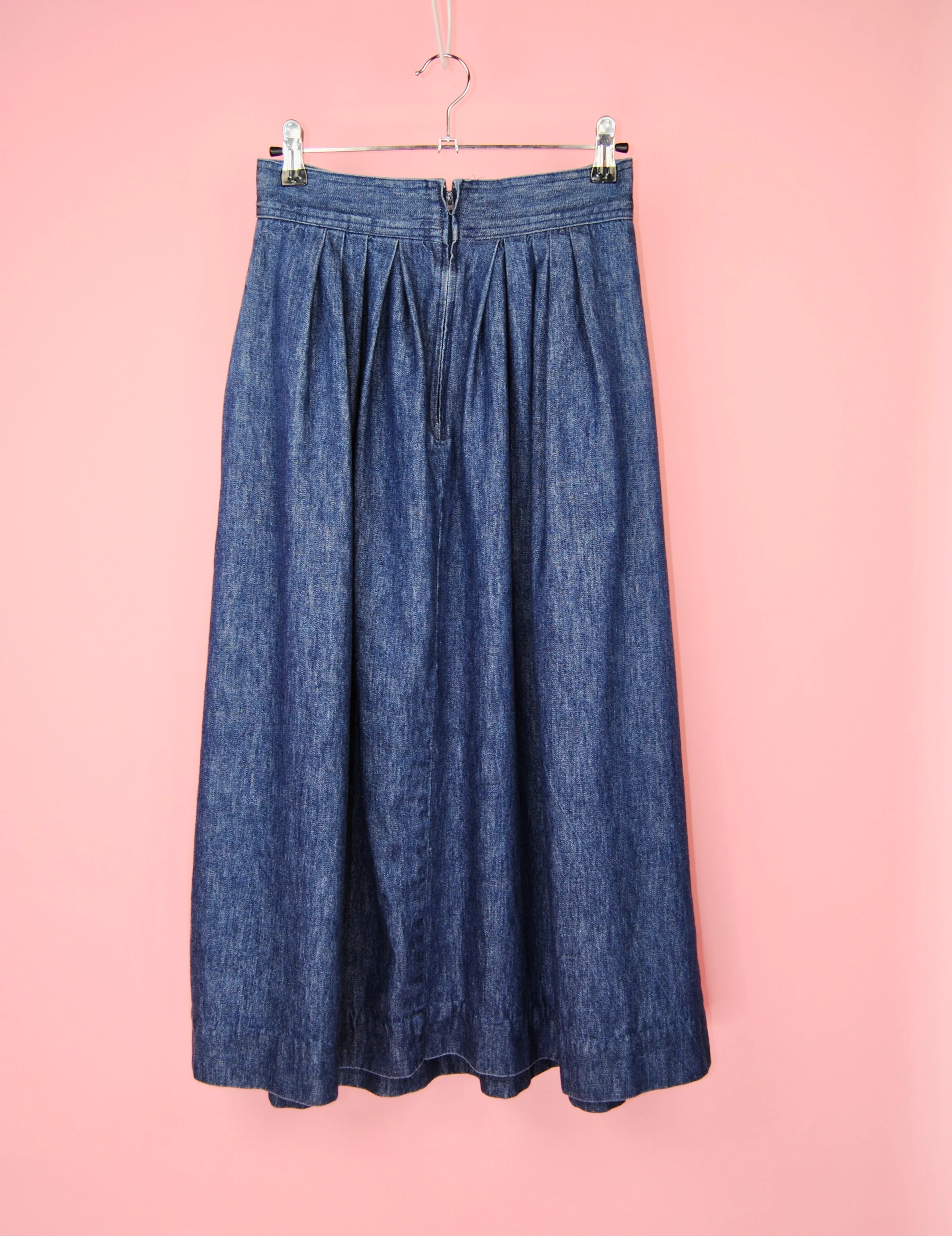 80s Dark Blue Denim Skirt With Pockets By Claude - Image 10