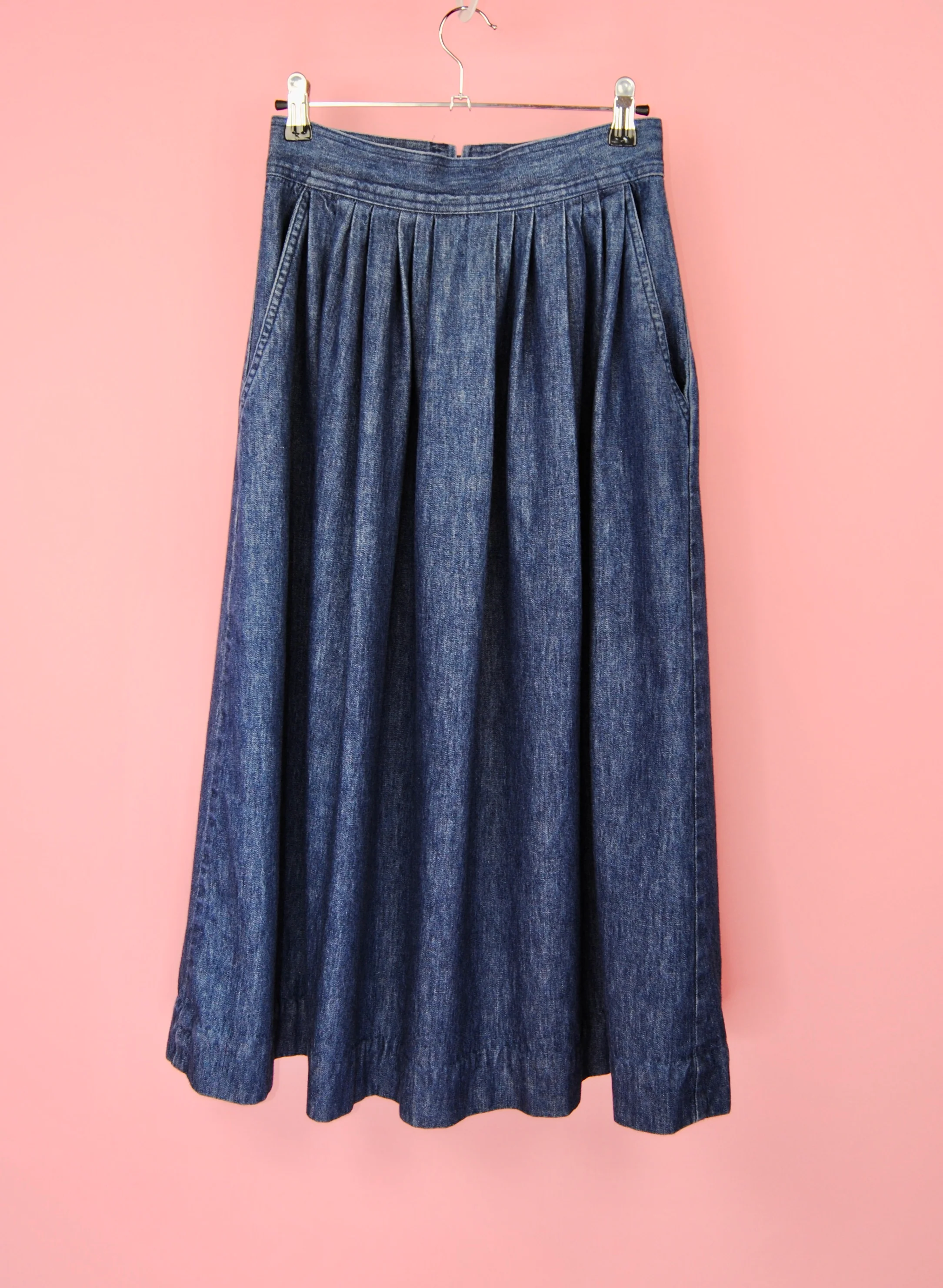 80s Dark Blue Denim Skirt With Pockets By Claude - Image 11