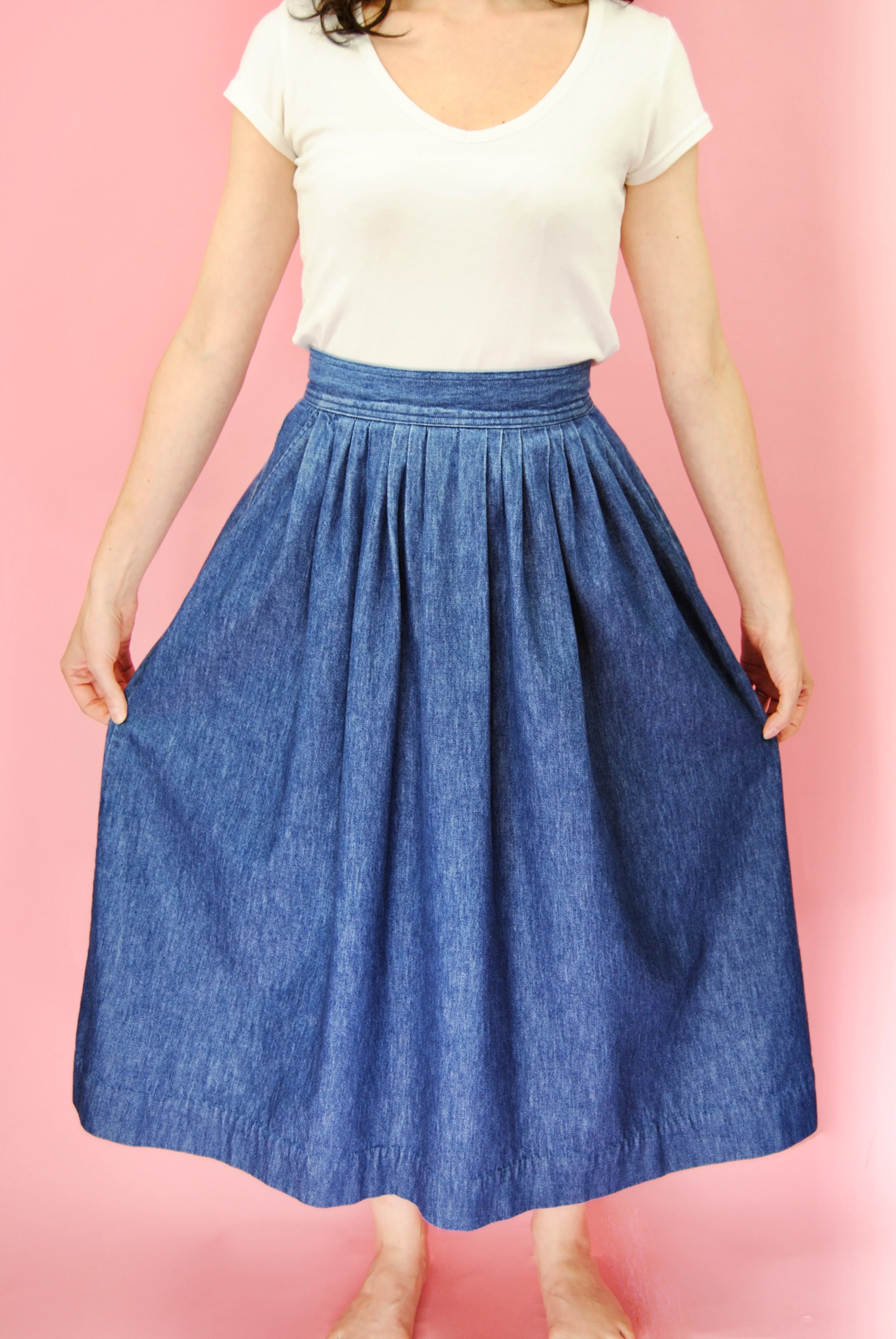 80s Dark Blue Denim Skirt With Pockets By Claude - Image 8