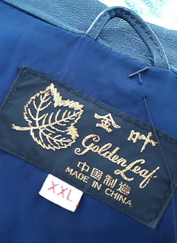 80s Dark Blue Real Leather Blouson Bomber Jacket M Lg By Golden Leaf - Image 5