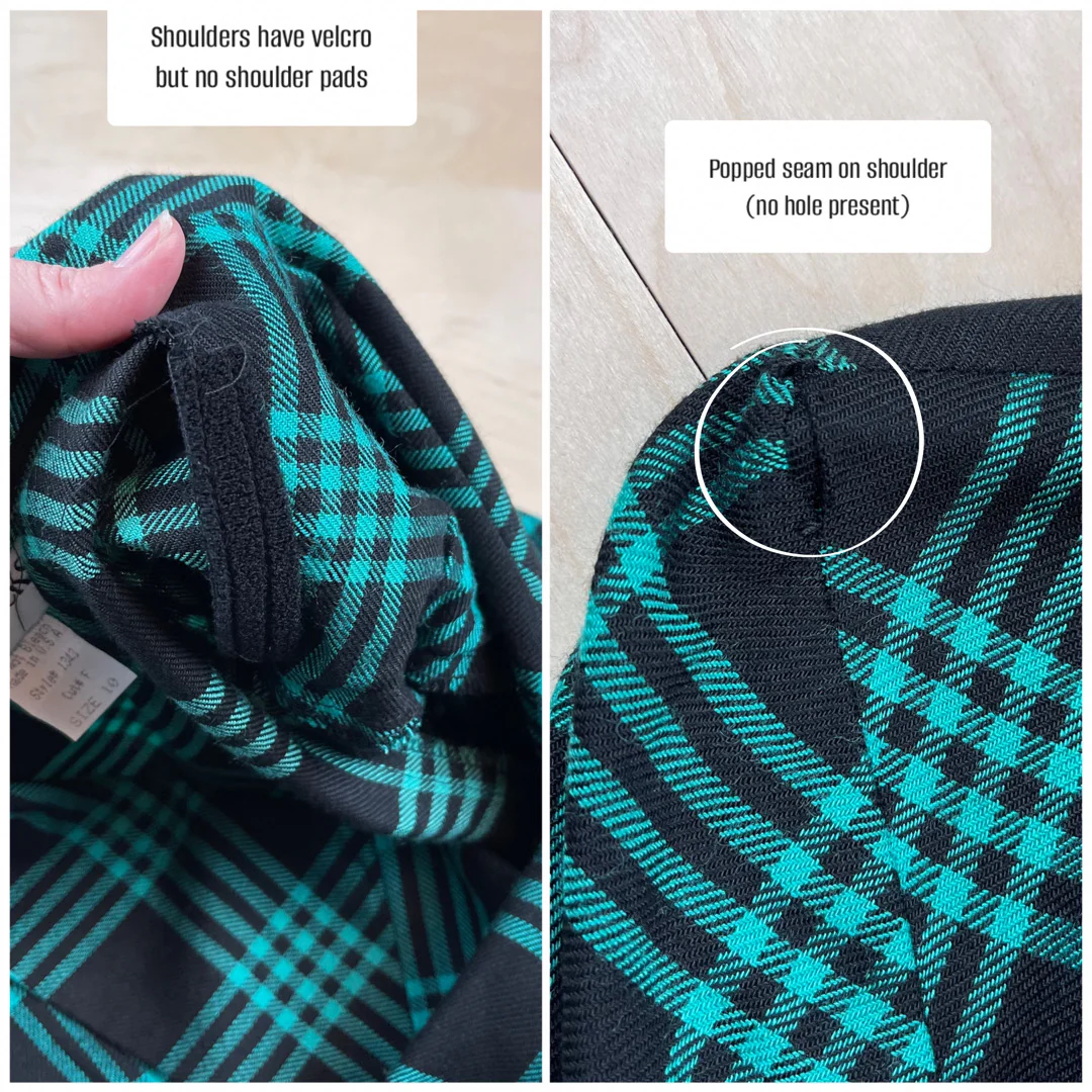 80s Deadstock Green And Black Plaid Crop Blazer By Leslie Lucks - Image 5