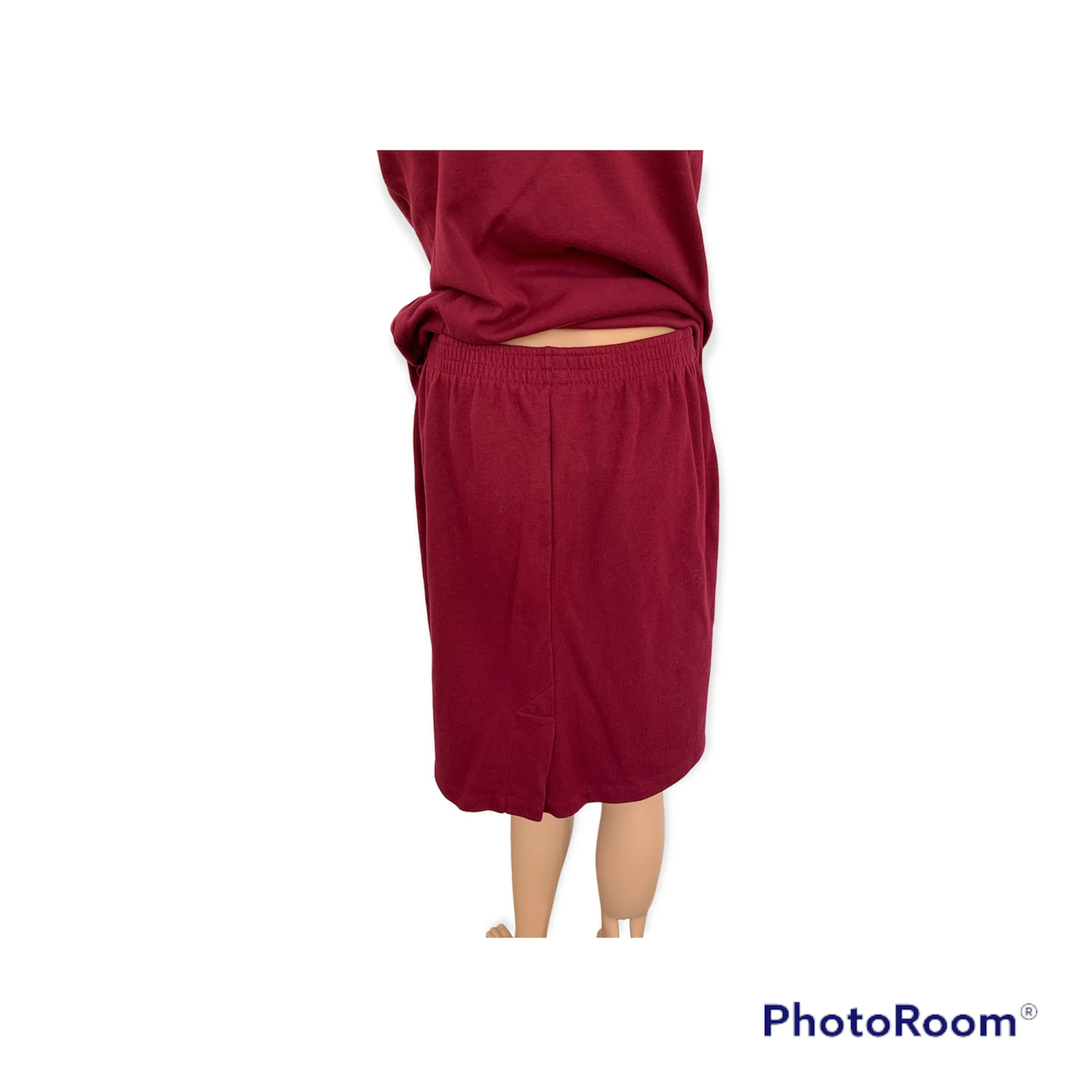 80s Deep Red Cotton Blend 3 Pc Cardigan Skirt Top Set By Weekenders - Image 7