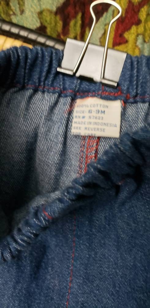 80s Denim Heart Dress with Bloomers 0-6m by Little Lindsey - Image 8