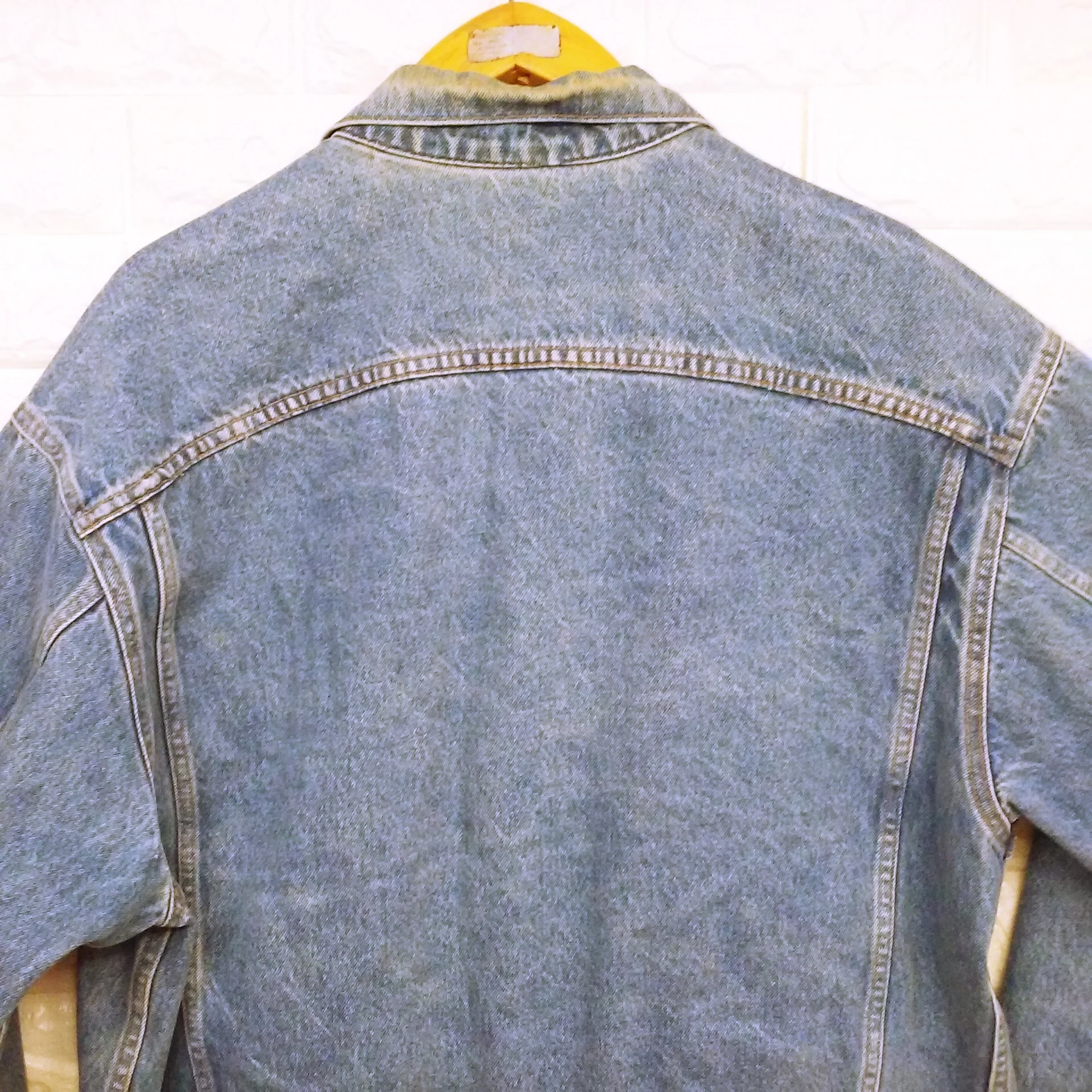80s Denim Trucker Jean Jacket 4-pockets Stars Buttons By Whoa Apparel Made In Nashville Usa - Image 11