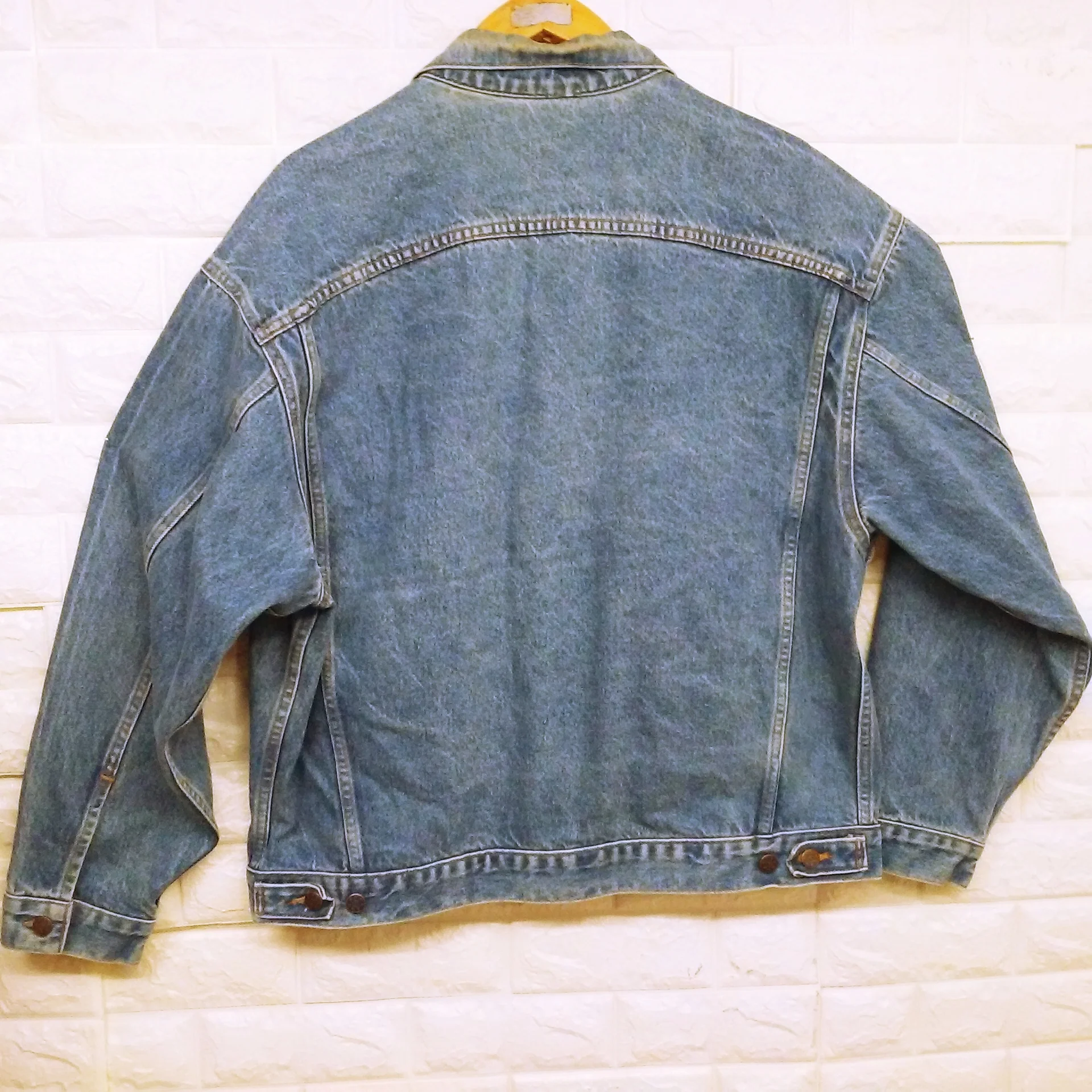 80s Denim Trucker Jean Jacket 4-pockets Stars Buttons By Whoa Apparel Made In Nashville Usa - Image 9