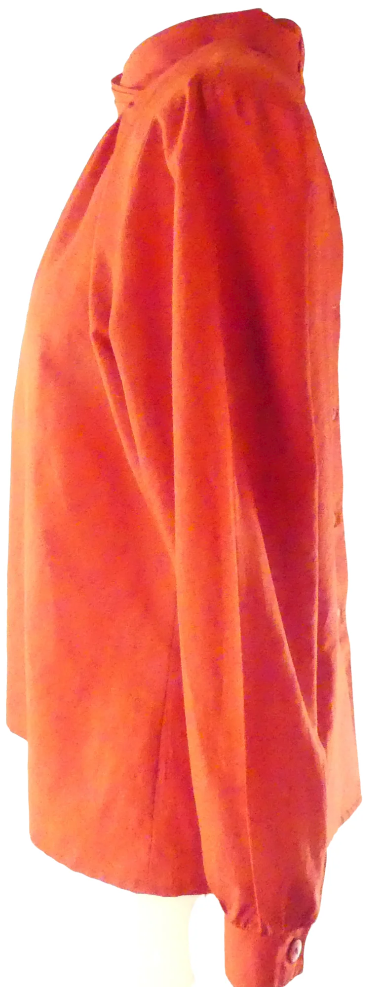 80s Detailed High Neck Red Blouse Buttons In Back By Lucia - Image 3