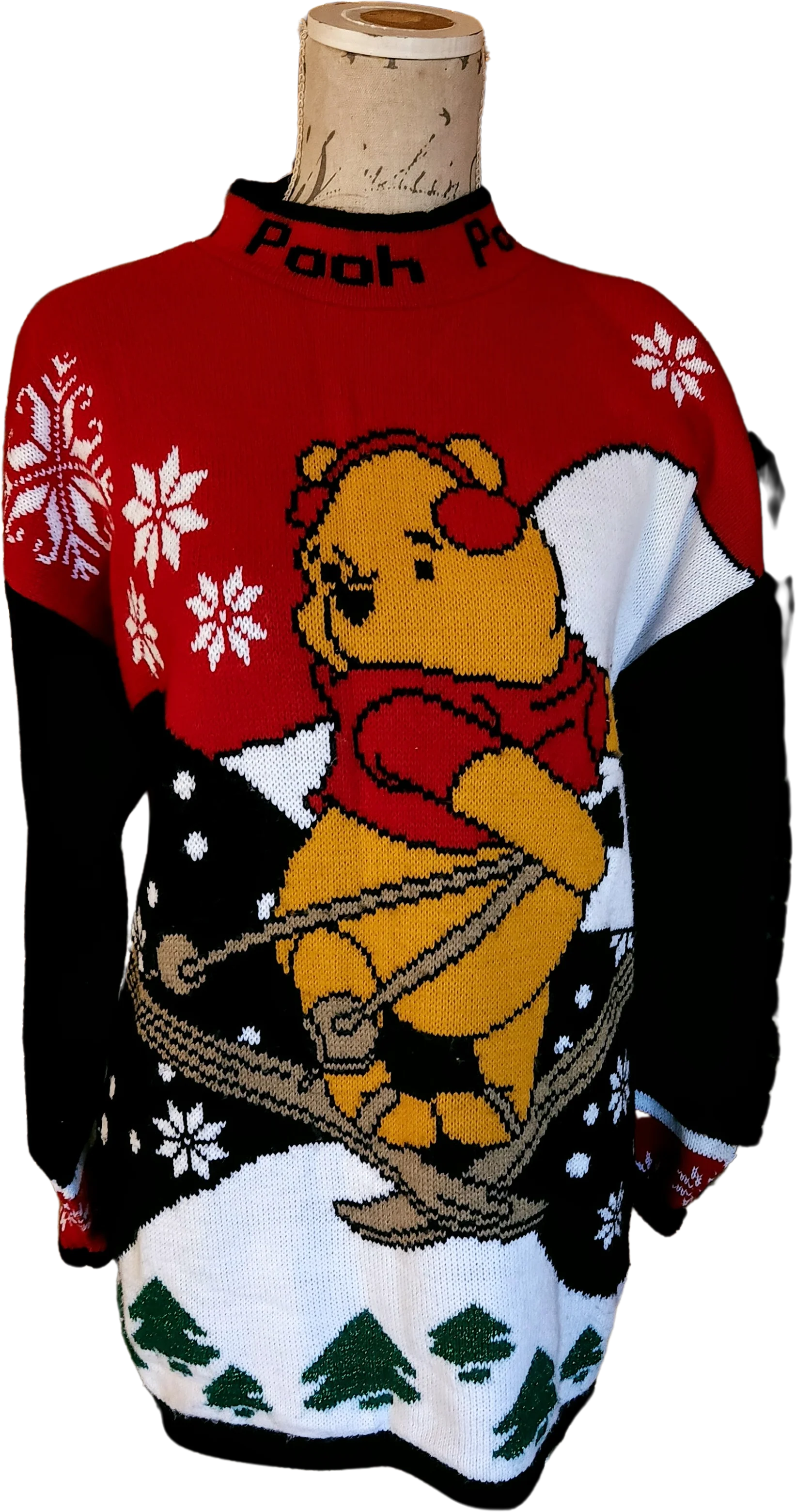 80s Disney Pooh Bear Christmas Ski Sweater By Disney Pooh