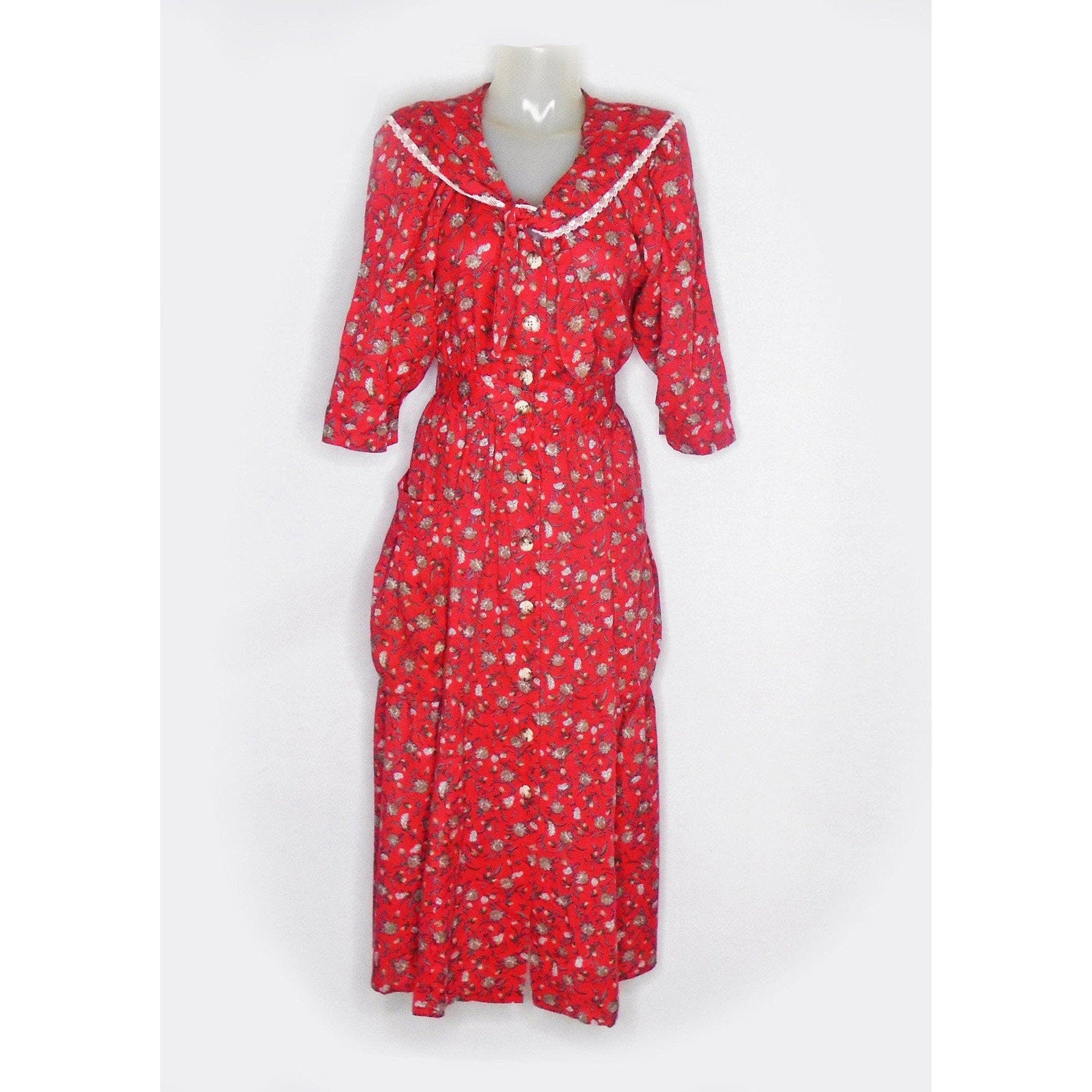 80s Does 40s Ditsy Sailor Collar Dress For Holidays By Ice Age - Image 8