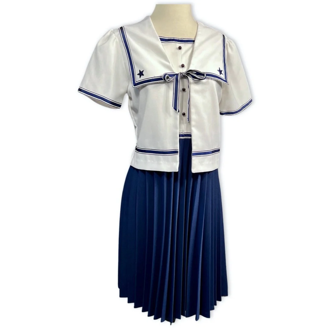 80s Does The 40s Sailor Dress 40s Style Sailor Outfit, Vintage 40s Style Navy Inspired Dress with Jacket, Retro 40s Nautical Look - Image 10