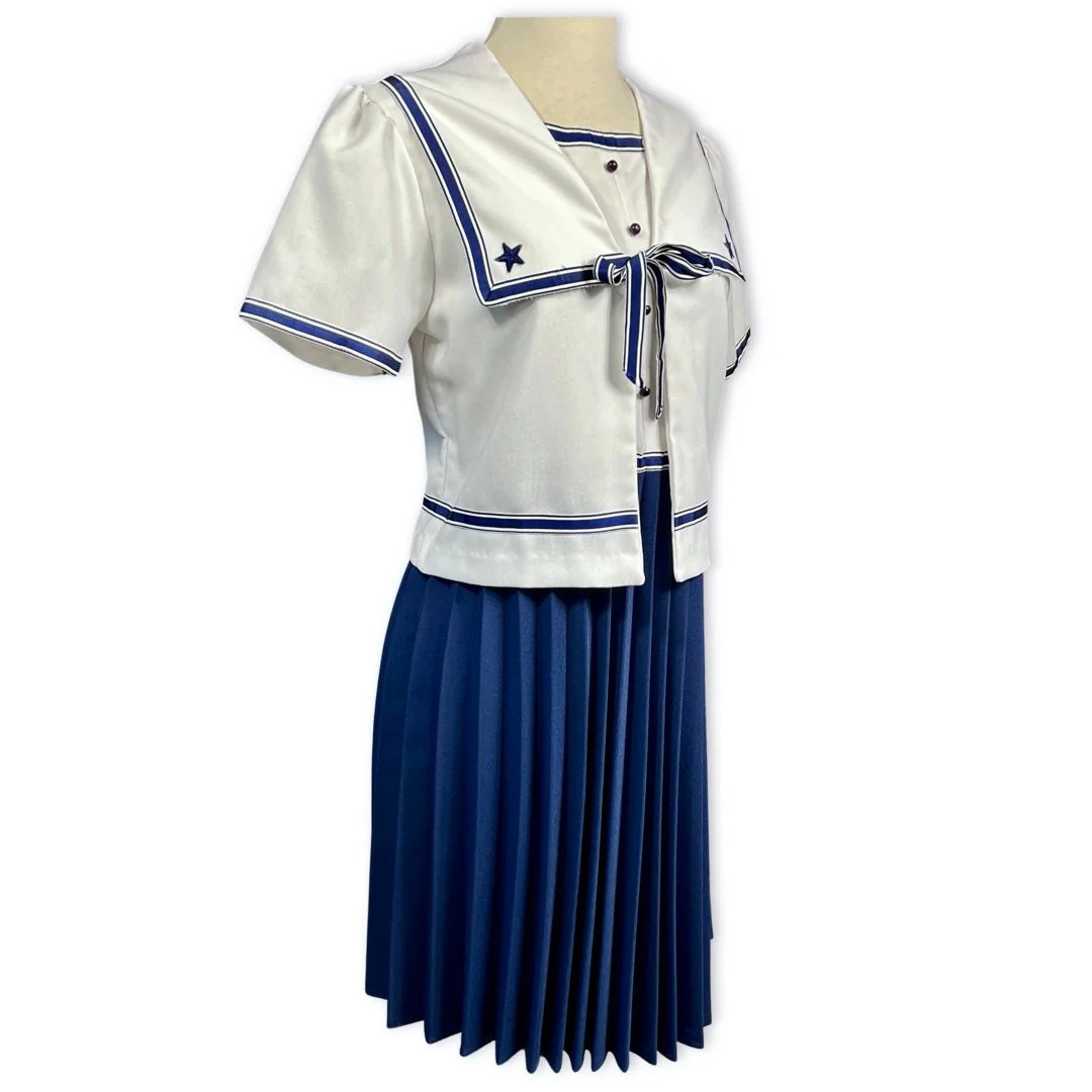 80s Does The 40s Sailor Dress 40s Style Sailor Outfit, Vintage 40s Style Navy Inspired Dress with Jacket, Retro 40s Nautical Look - Image 8