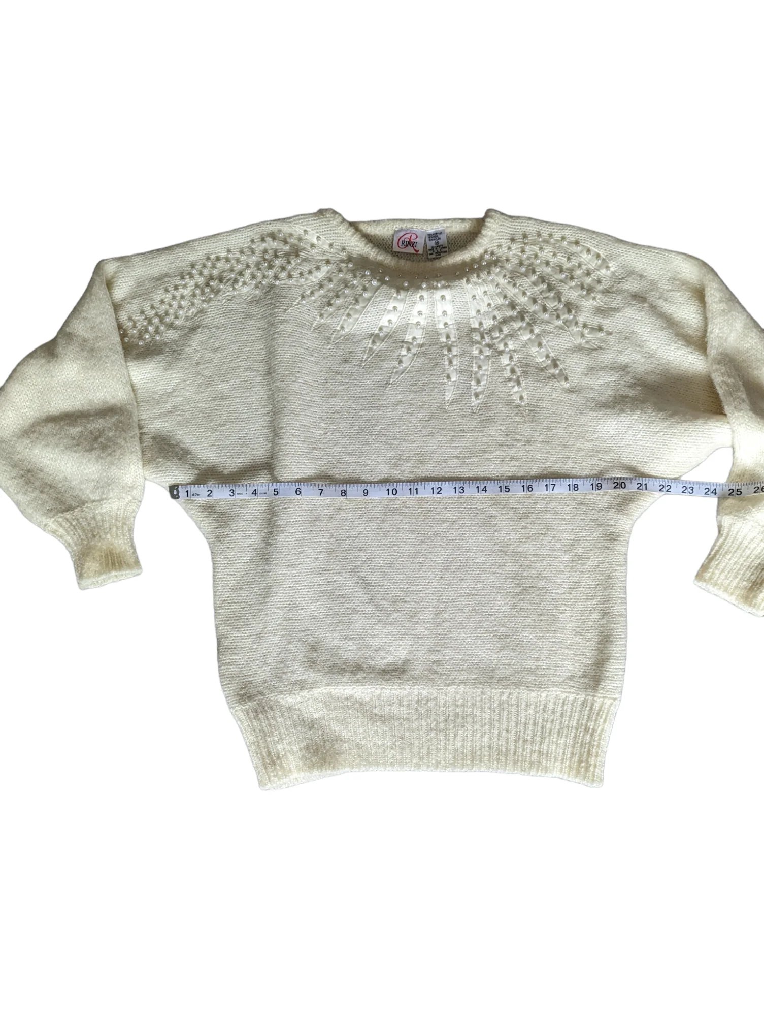 80s Dolman Sleeve Pearl Embellished Sweater Size M By Rinzi - Image 7
